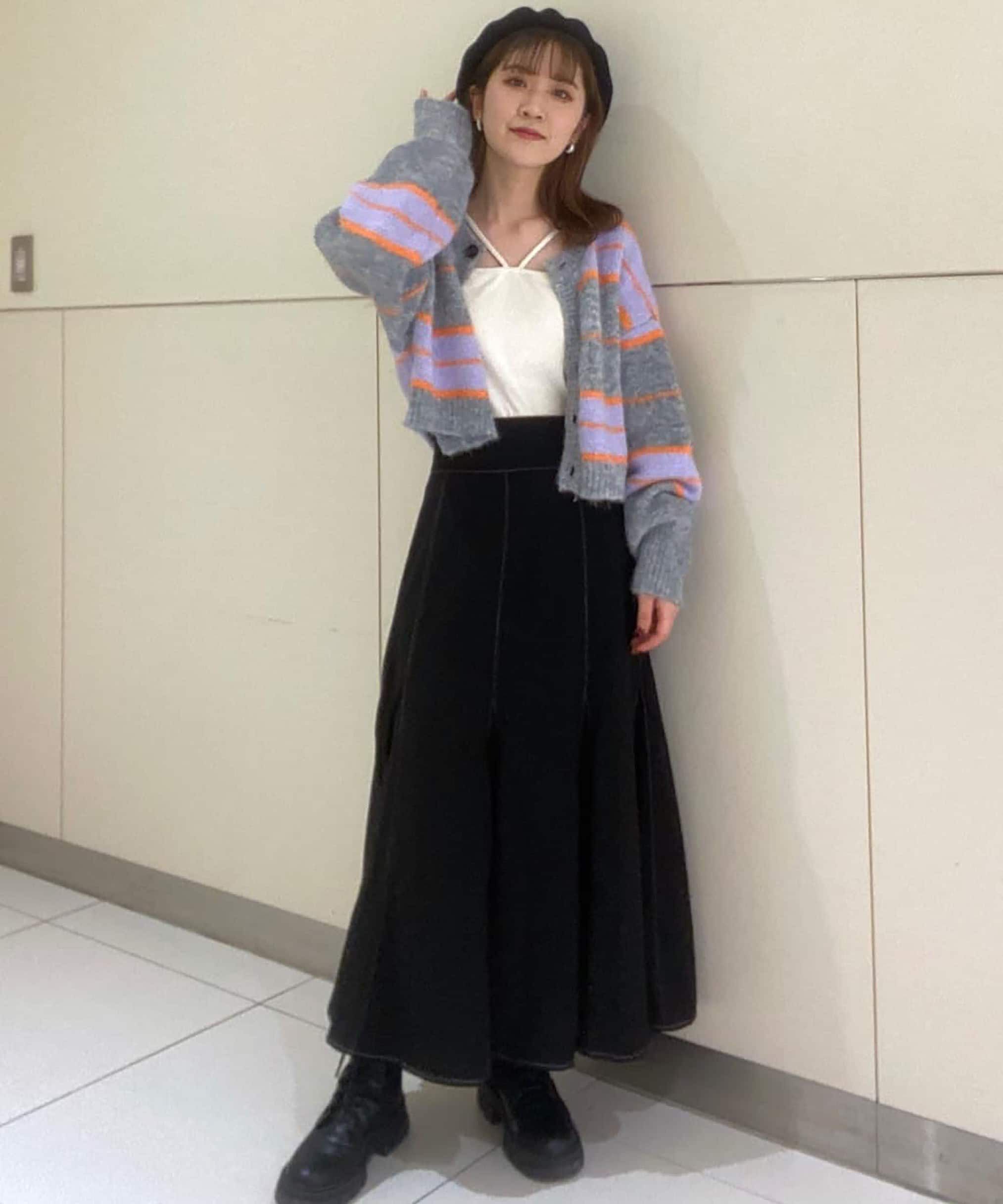  「[低身長サイズ/Sシリーズ]配色ステッチバックレースアップスカート」|スカート|