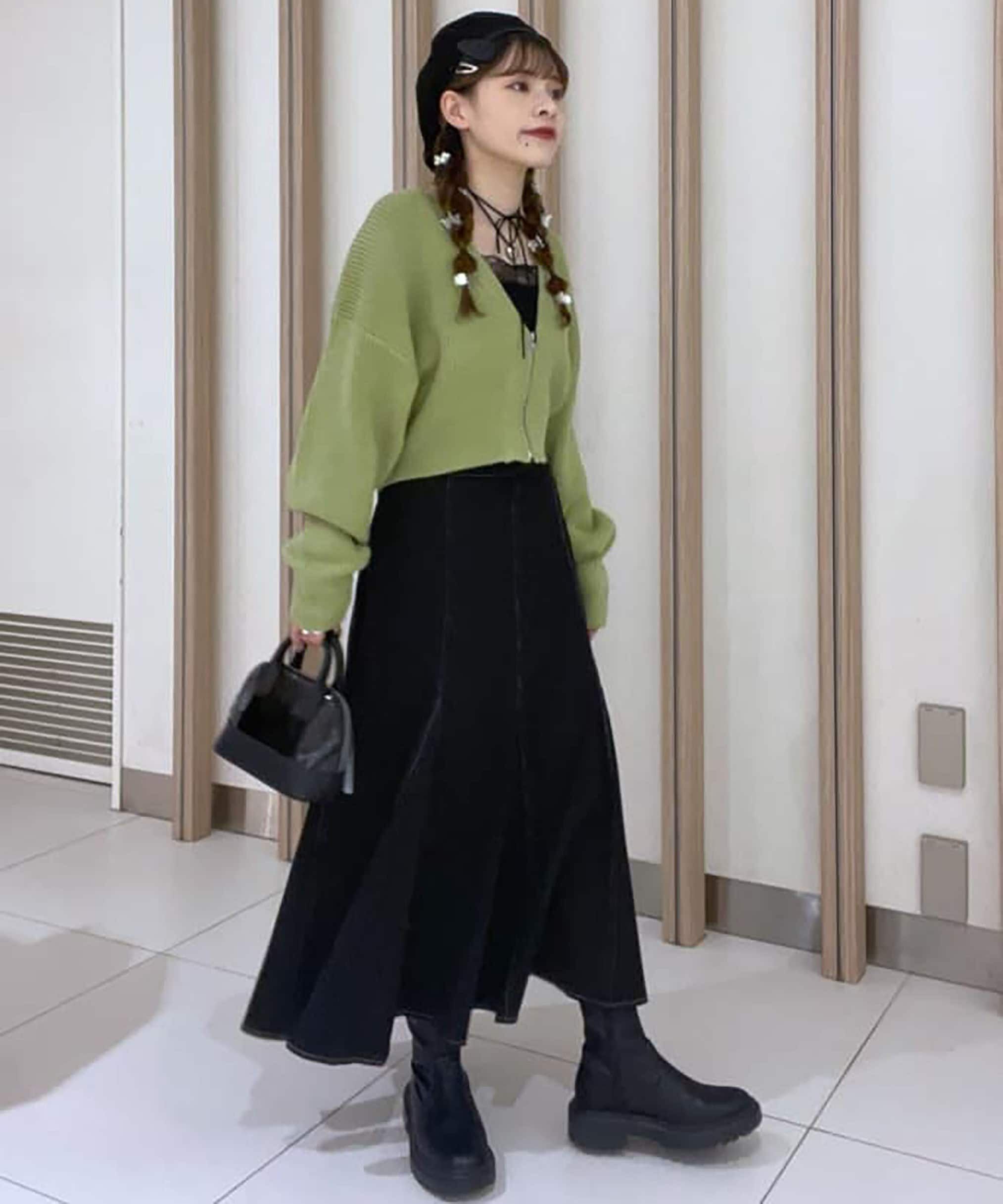  「[低身長サイズ/Sシリーズ]配色ステッチバックレースアップスカート」|スカート|