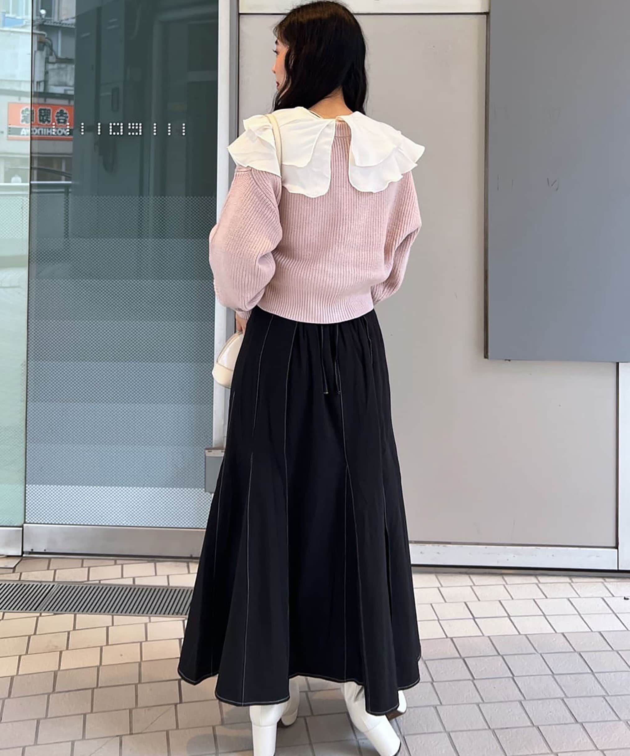  「[低身長サイズ/Sシリーズ]配色ステッチバックレースアップスカート」|スカート|