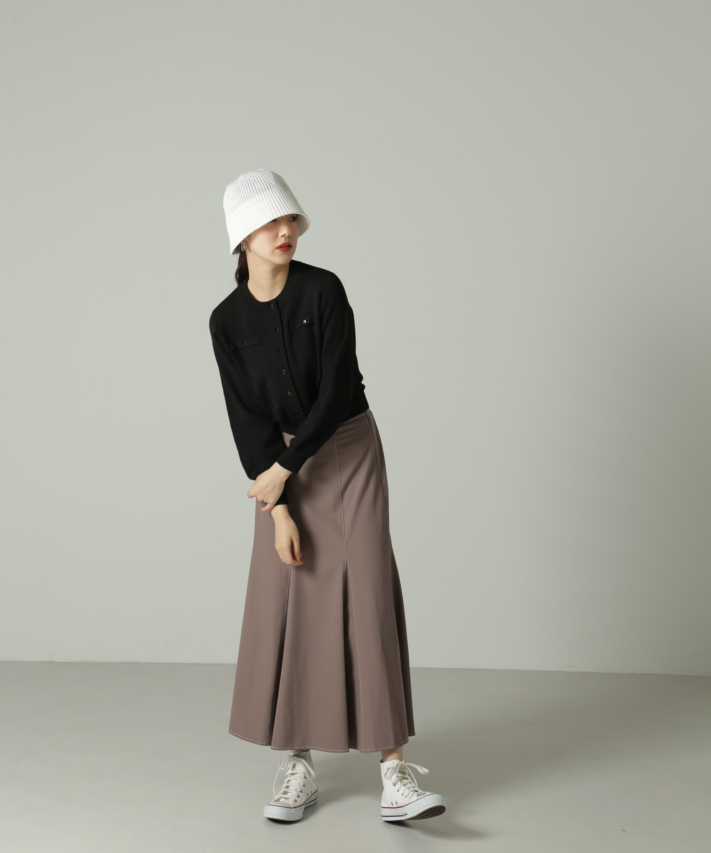  「[低身長サイズ/Sシリーズ]配色ステッチバックレースアップスカート」|スカート|