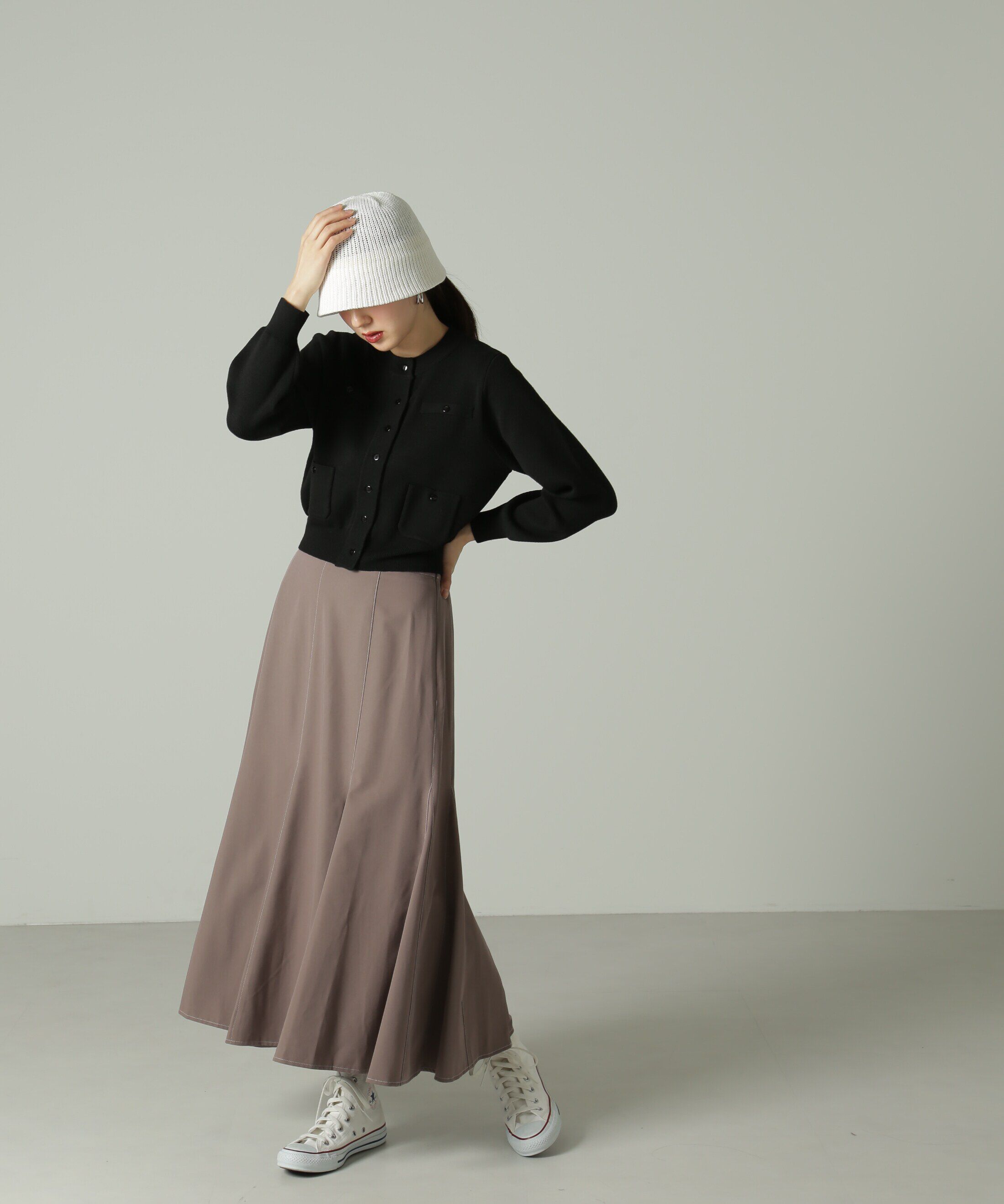  「[低身長サイズ/Sシリーズ]配色ステッチバックレースアップスカート」|スカート|