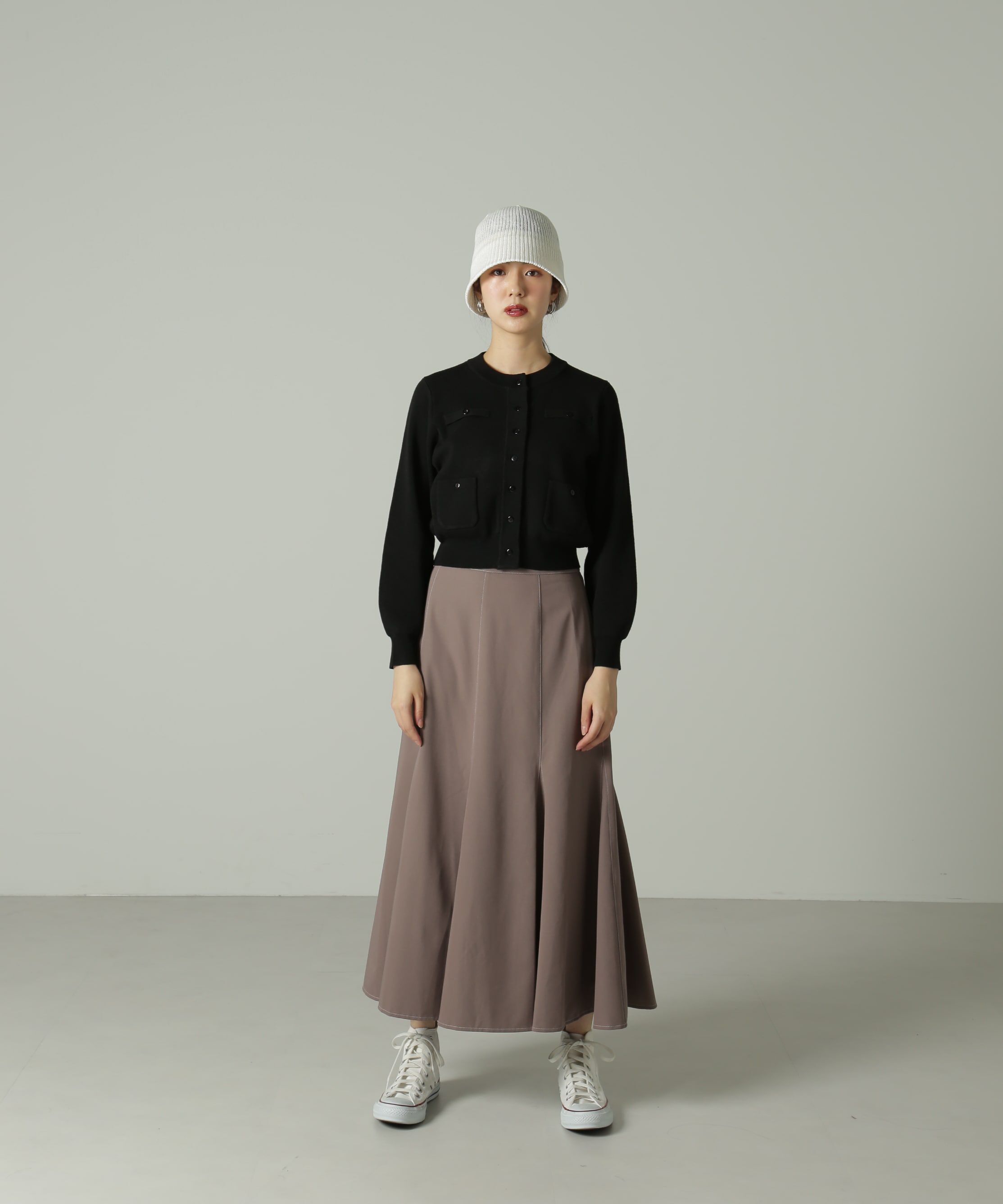  「[低身長サイズ/Sシリーズ]配色ステッチバックレースアップスカート」|スカート|