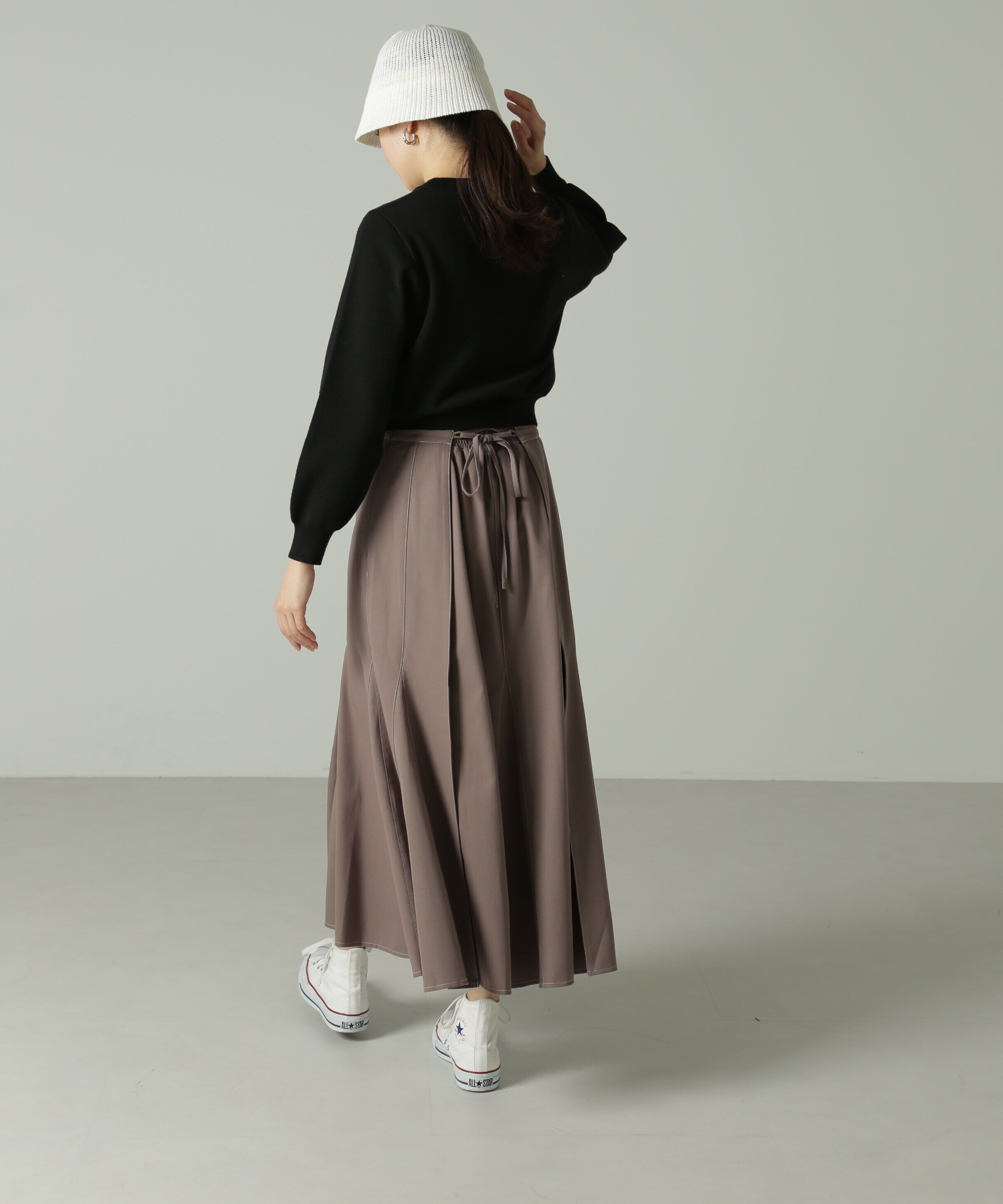  「[低身長サイズ/Sシリーズ]配色ステッチバックレースアップスカート」|スカート|