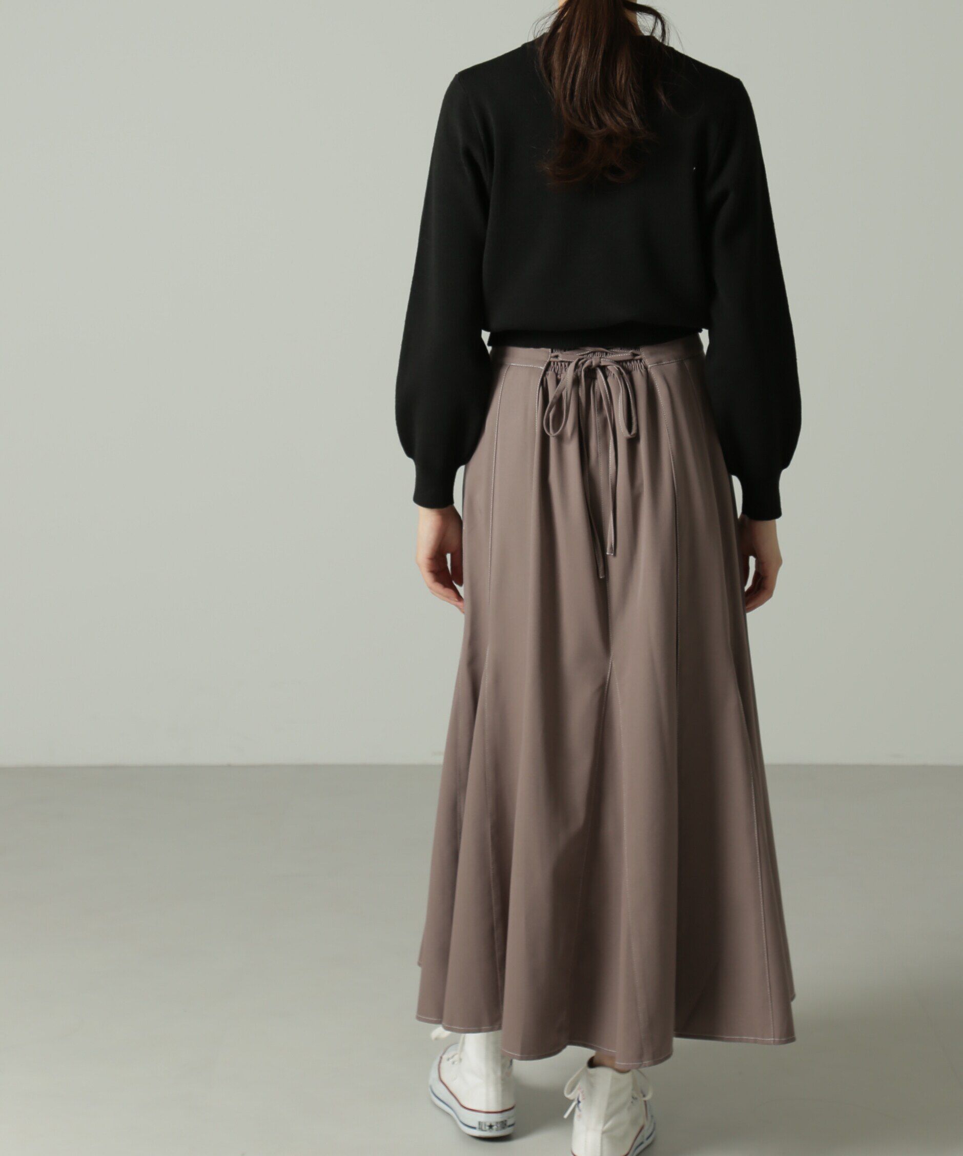  「[低身長サイズ/Sシリーズ]配色ステッチバックレースアップスカート」|スカート|