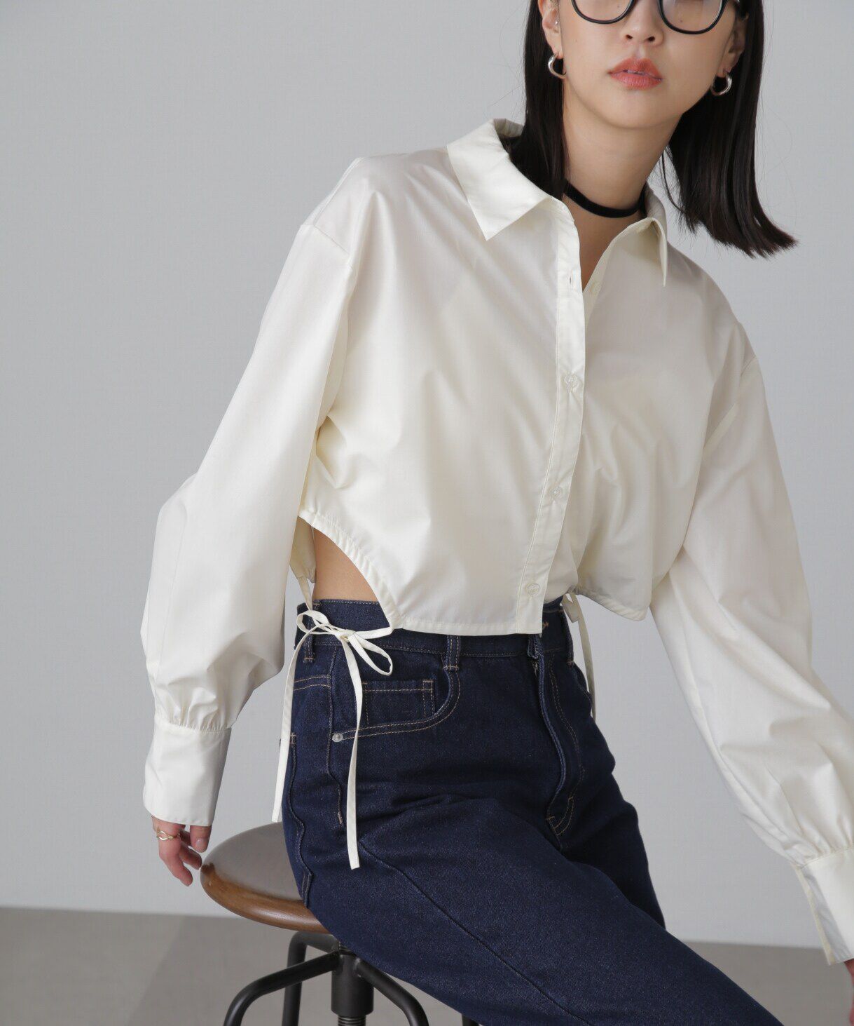  「裾ドロストカッティングショート丈シャツ」|シャツ・ブラウス|