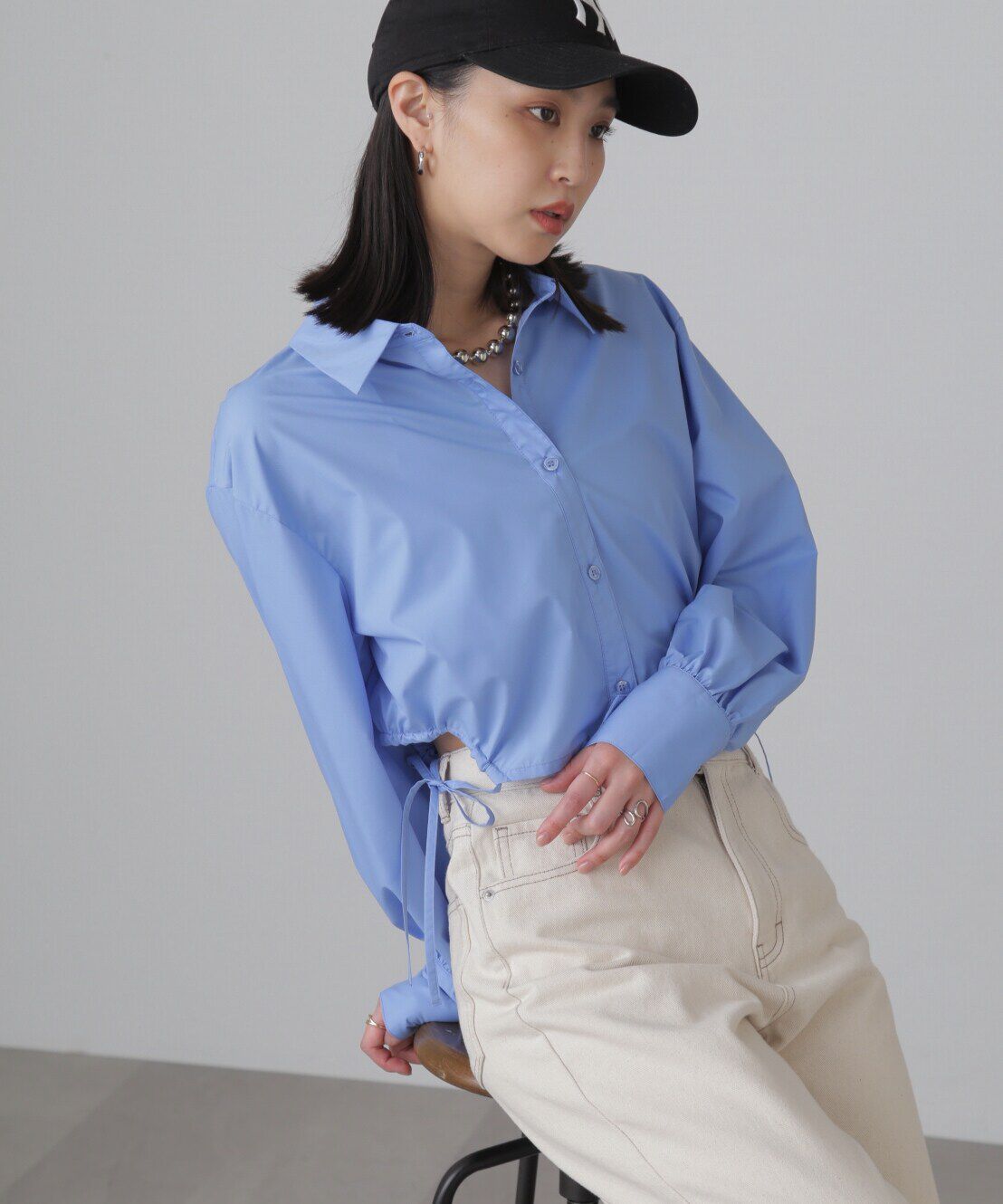  「裾ドロストカッティングショート丈シャツ」|シャツ・ブラウス|