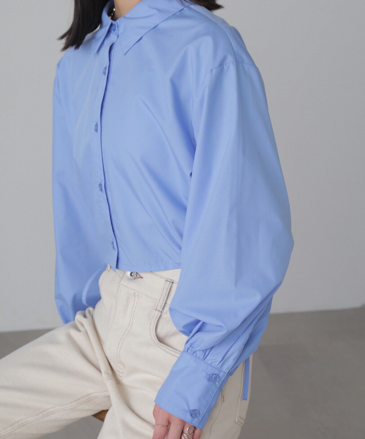  「裾ドロストカッティングショート丈シャツ」|シャツ・ブラウス|