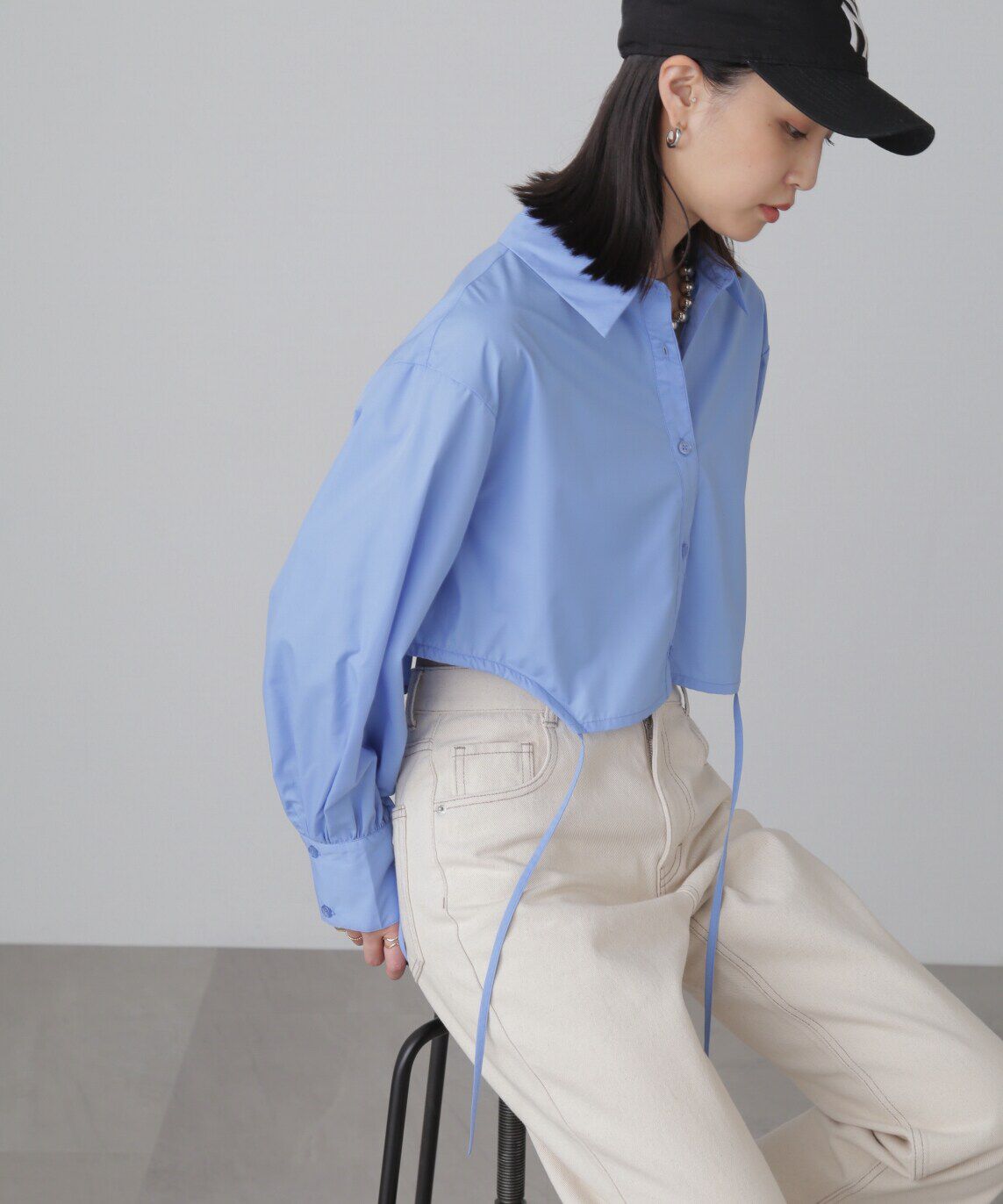  「裾ドロストカッティングショート丈シャツ」|シャツ・ブラウス|