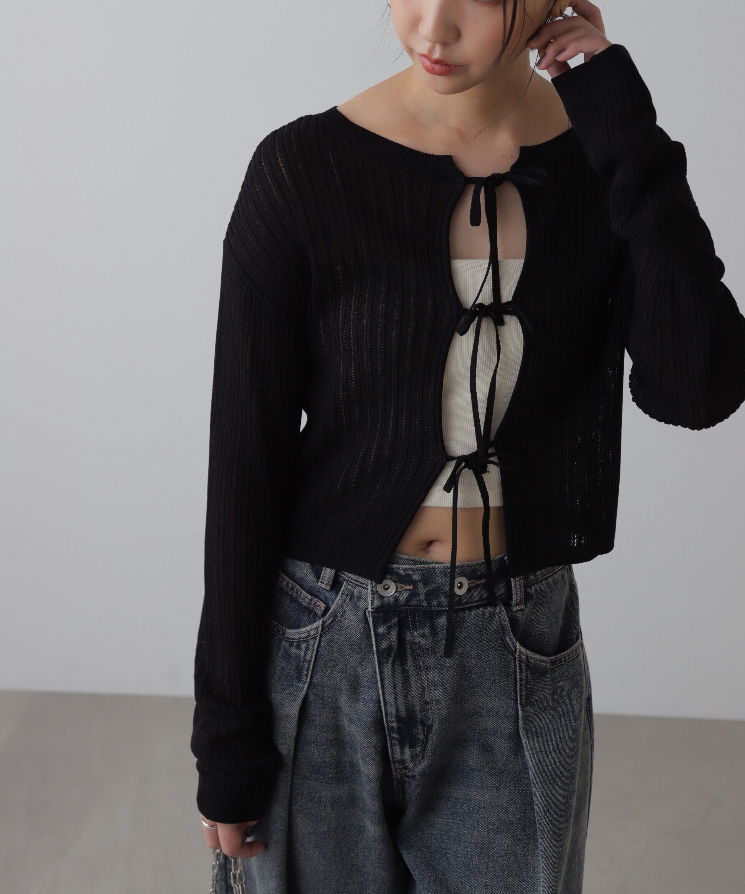  「前後2Wayメッシュニット」|ニット・セーター|ブラック