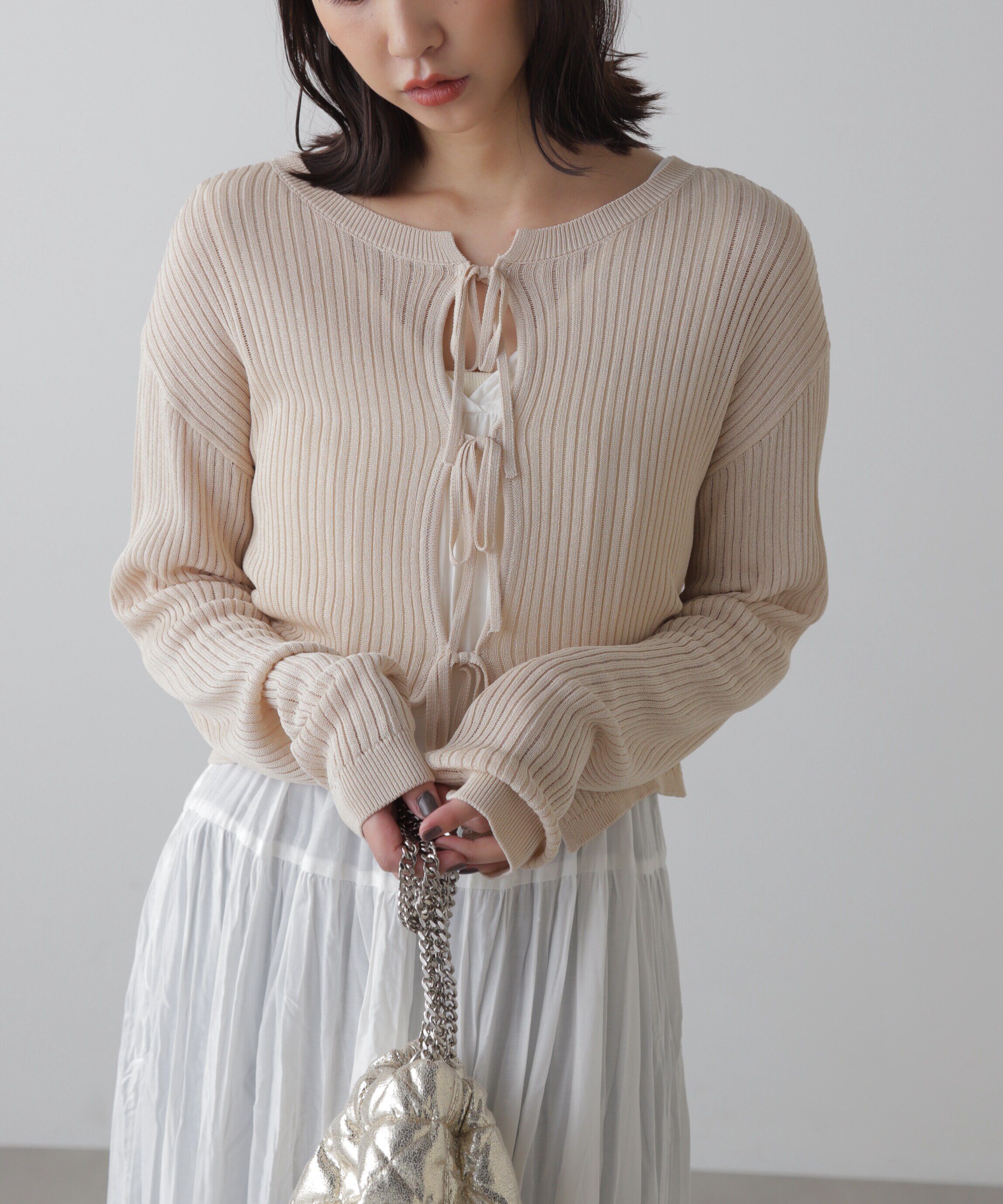  「前後2Wayメッシュニット」|ニット・セーター|ベージュ