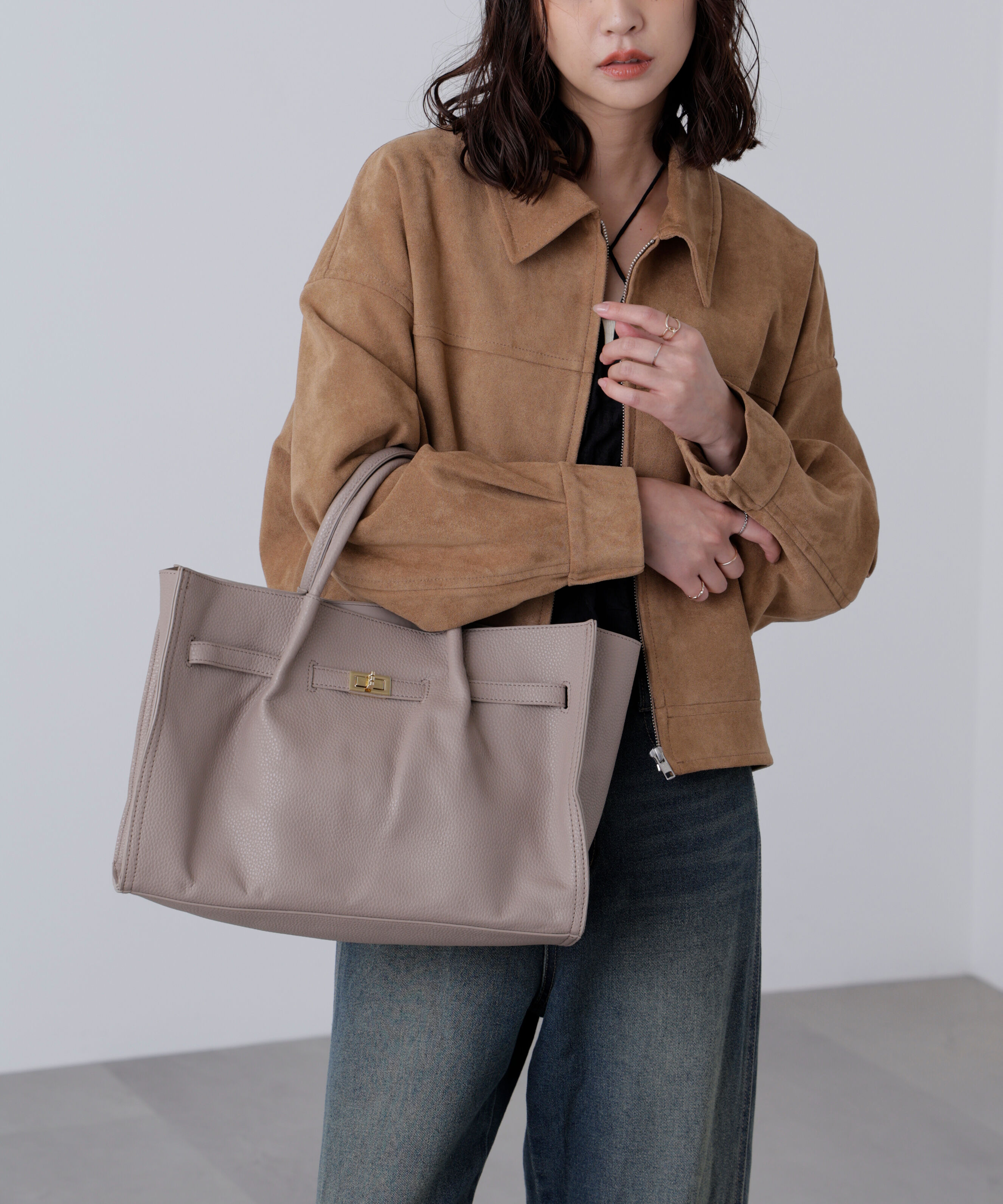  「シュリンクトートバッグ」|その他|グレージュ