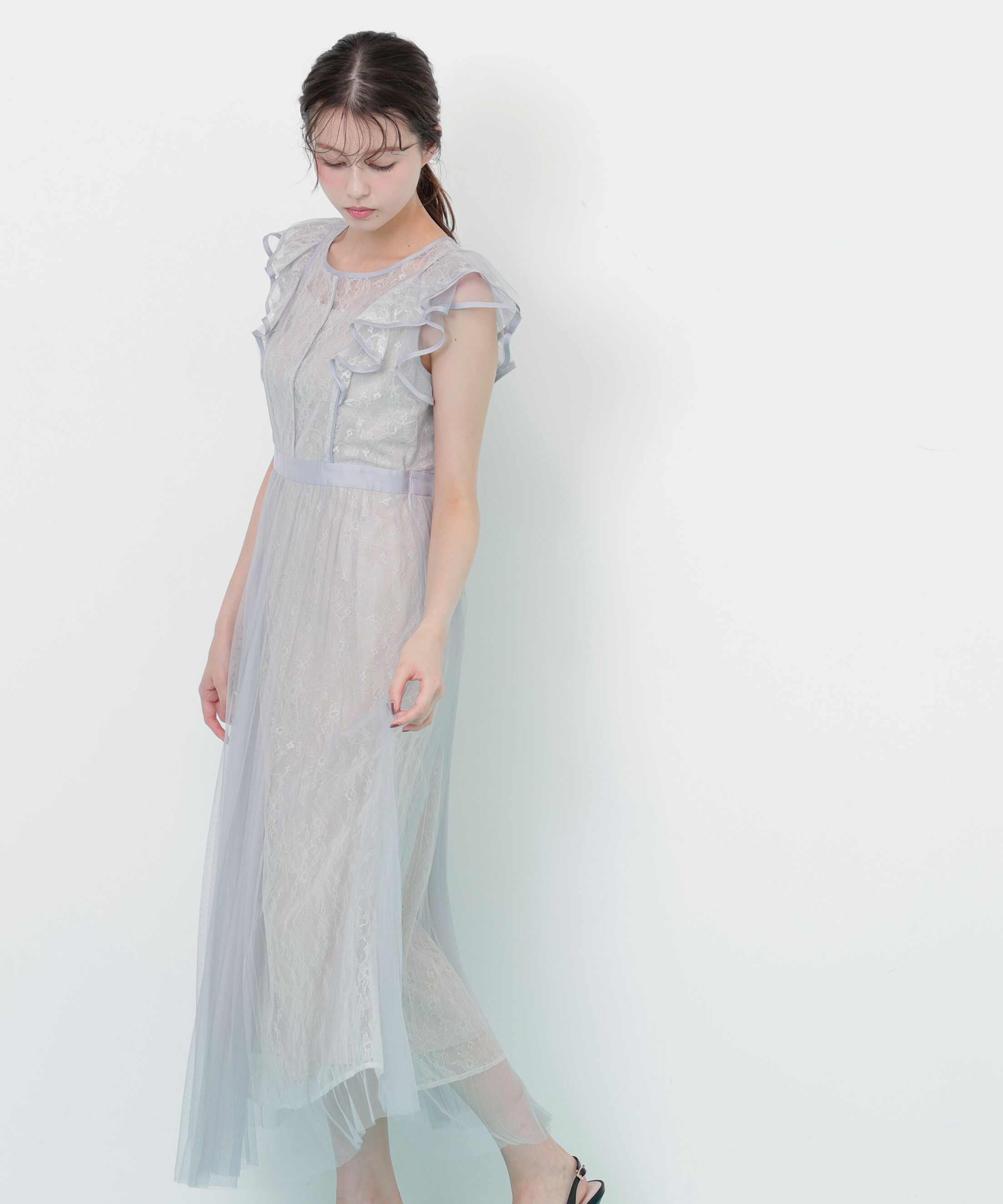  「配色パイピングレースワンピース」|ワンピース|