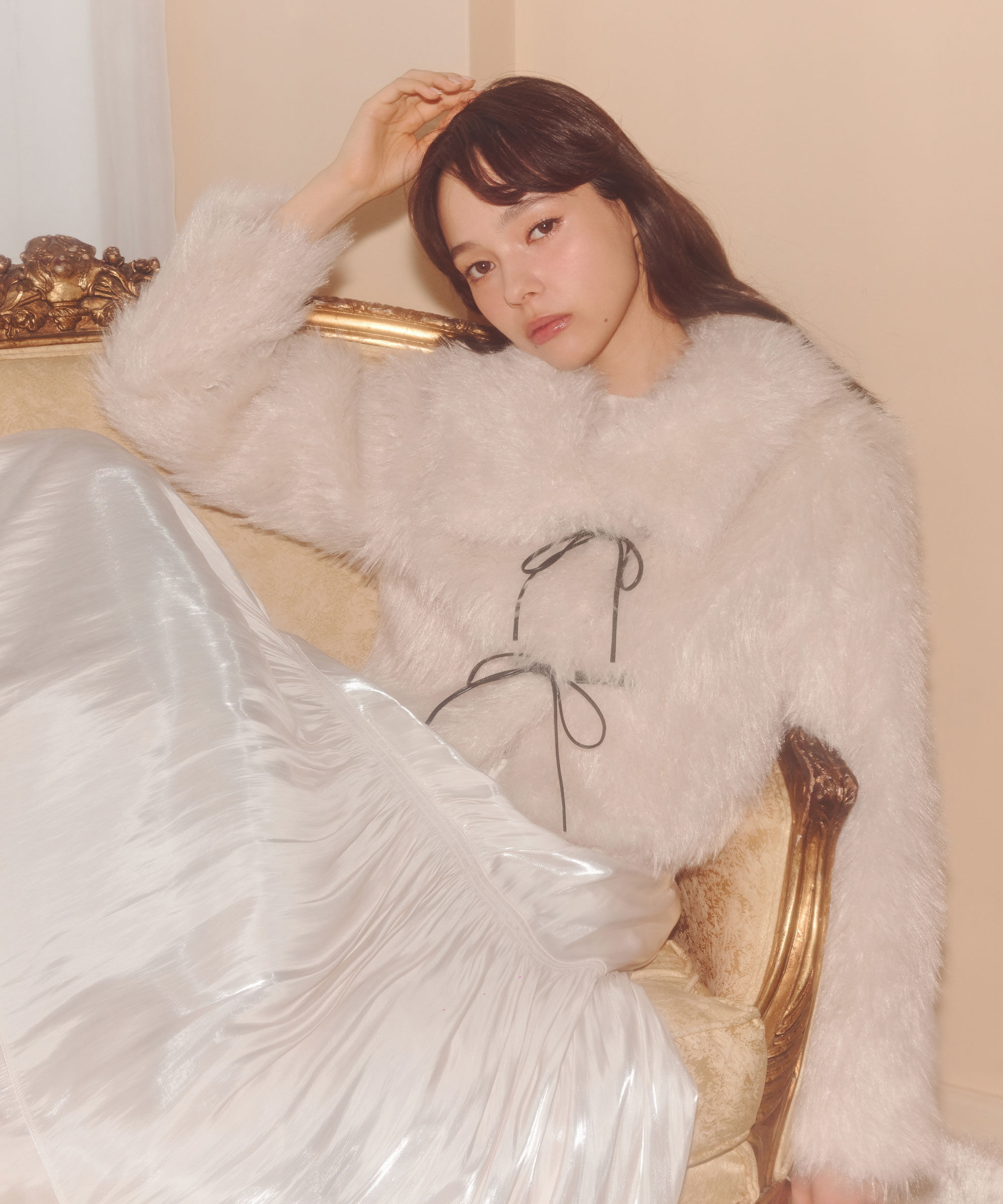  「リボンダッフルショートファーコート」|その他|ホワイト