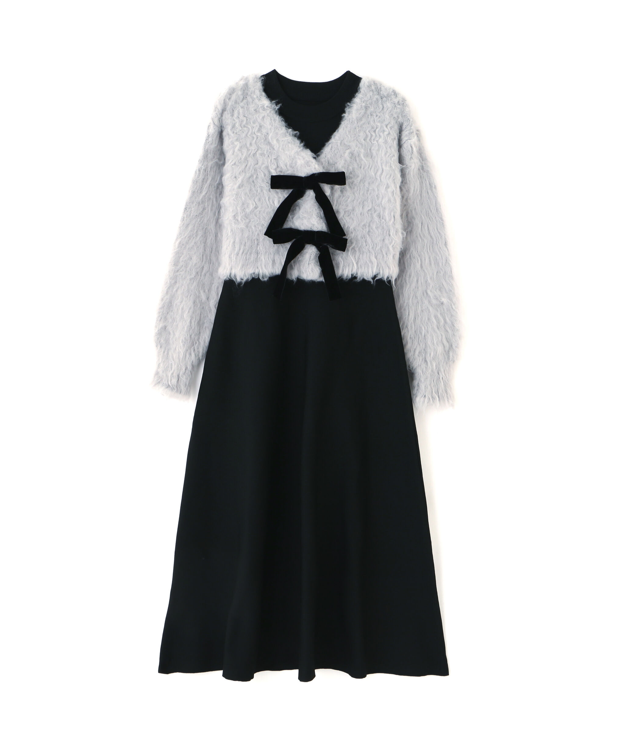  「起毛カーデニットワンピースセット」|ワンピース|