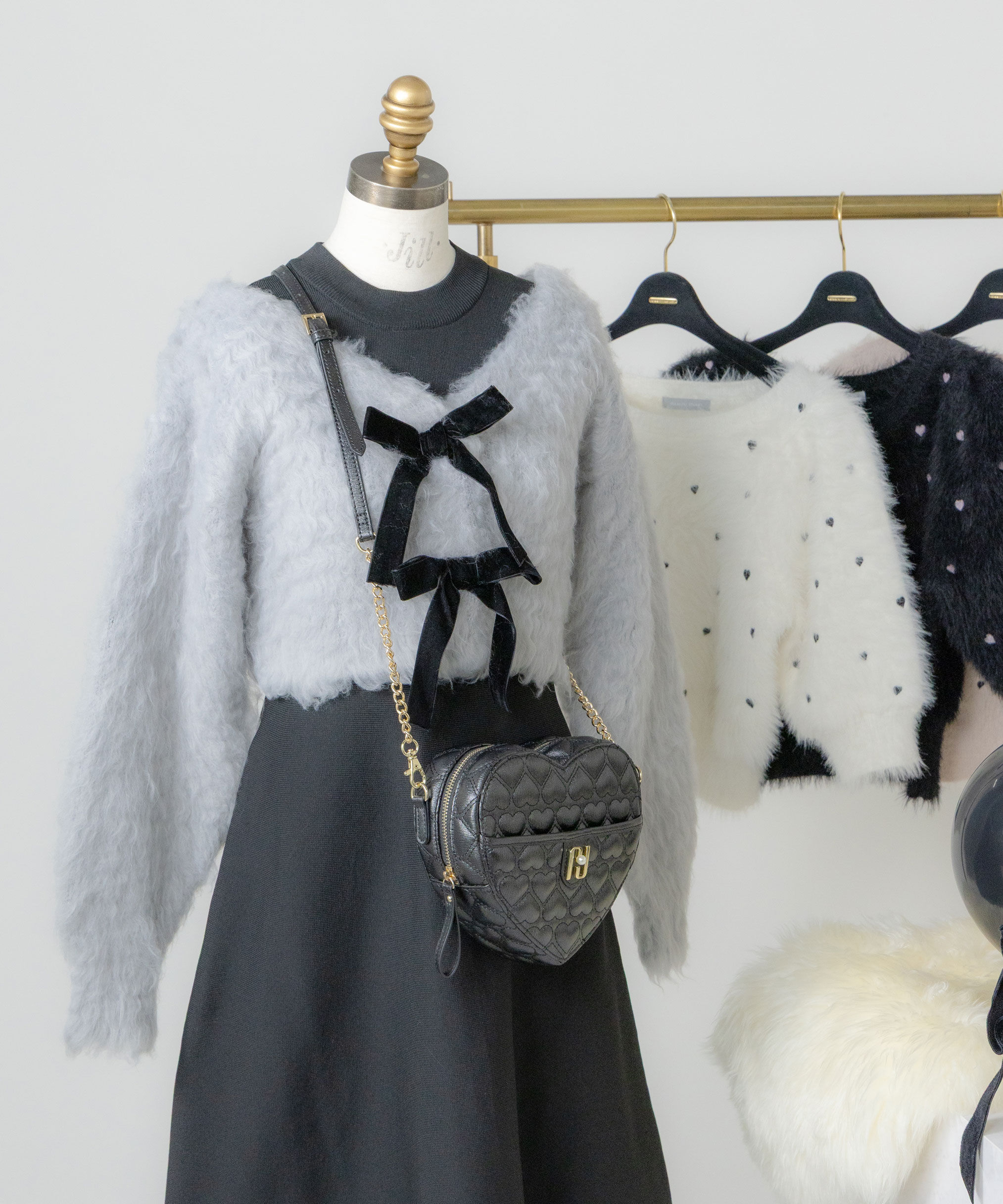  「起毛カーデニットワンピースセット」|ワンピース|