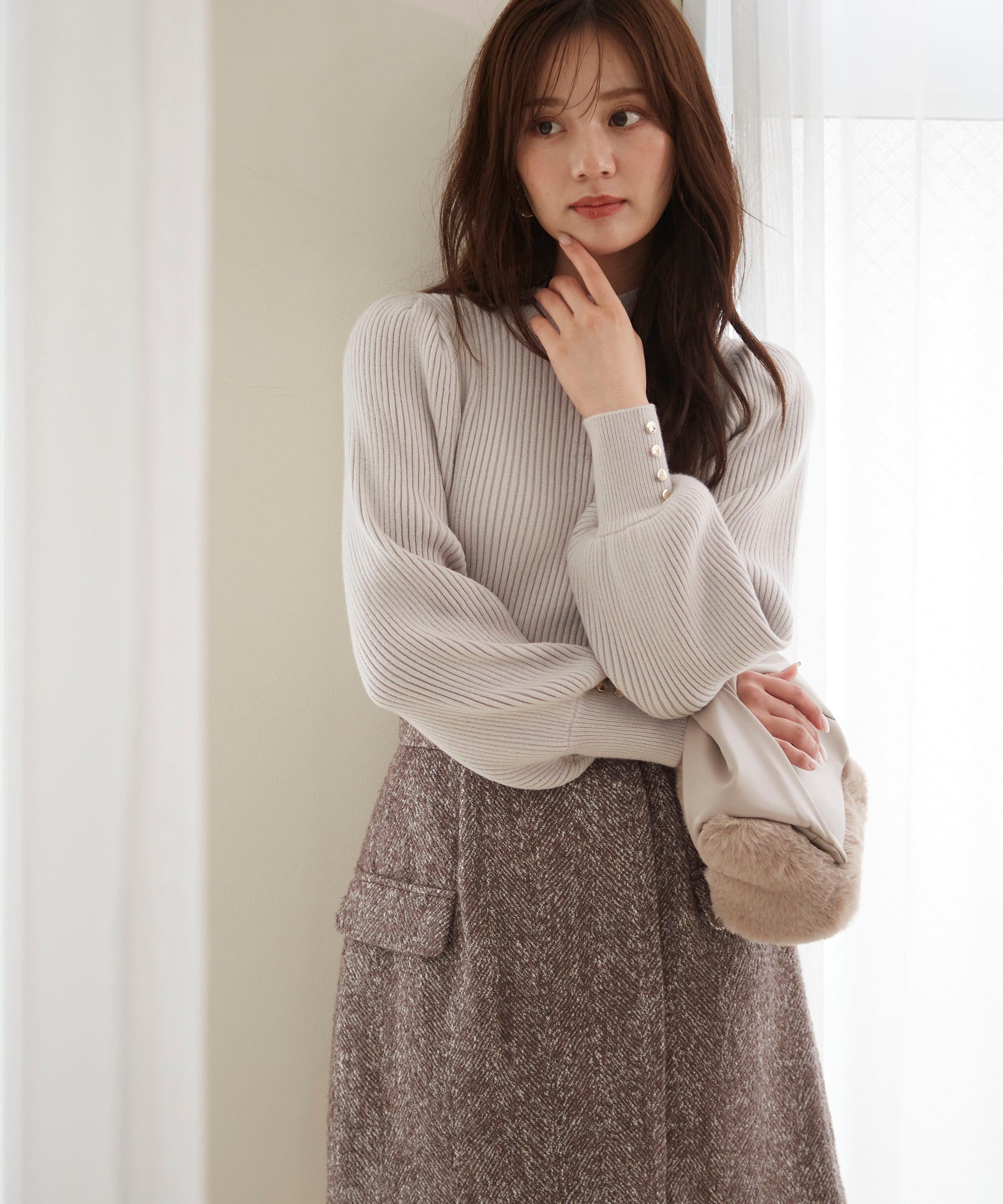 PROPORTION BODY DRESSING「ハイネックボリュームスリーブニット」|ニット・セーター|