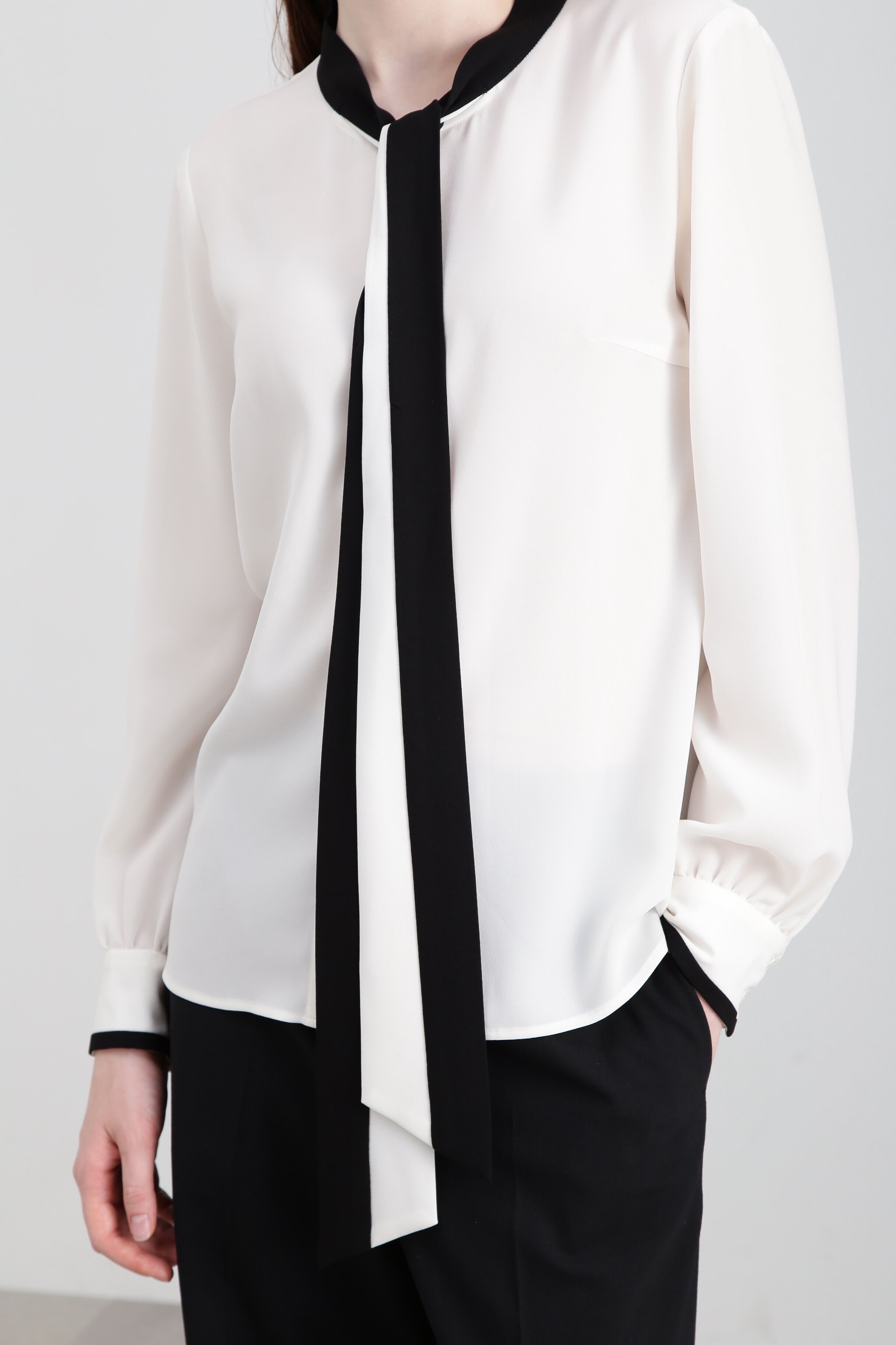  「◆バイカラーボウタイブラウス」|シャツ・ブラウス|