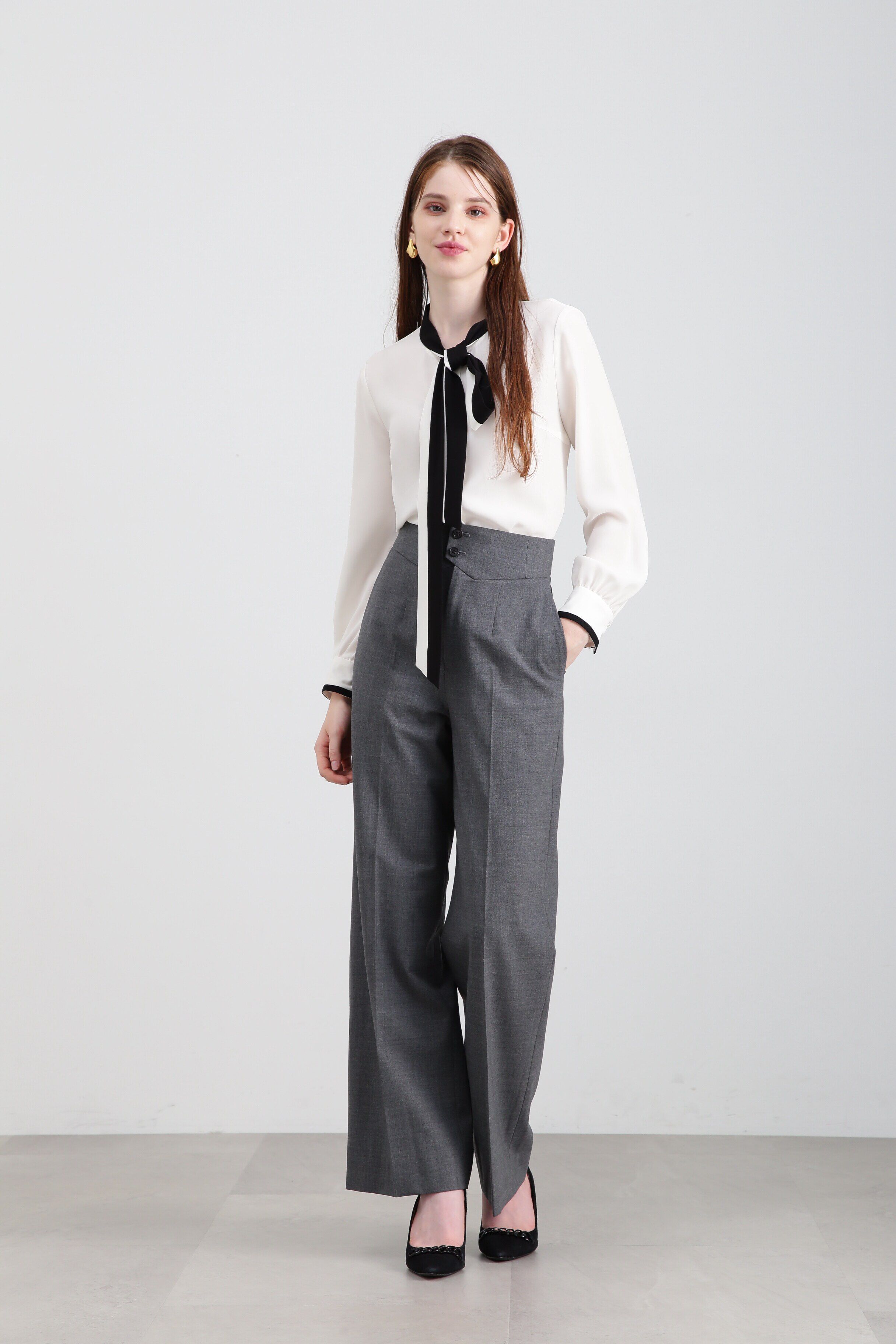  「◆バイカラーボウタイブラウス」|シャツ・ブラウス|