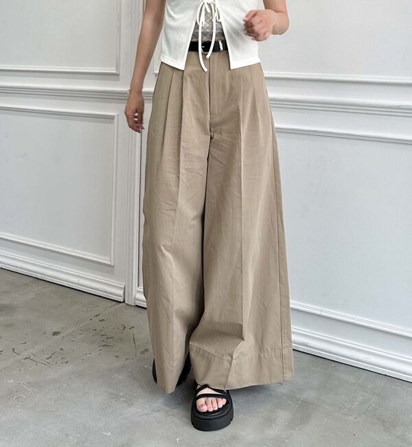 archives「ベルト付きタックワイドチノパンツ」|チノ|