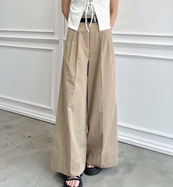 archives「ベルト付きタックワイドチノパンツ」|チノ|