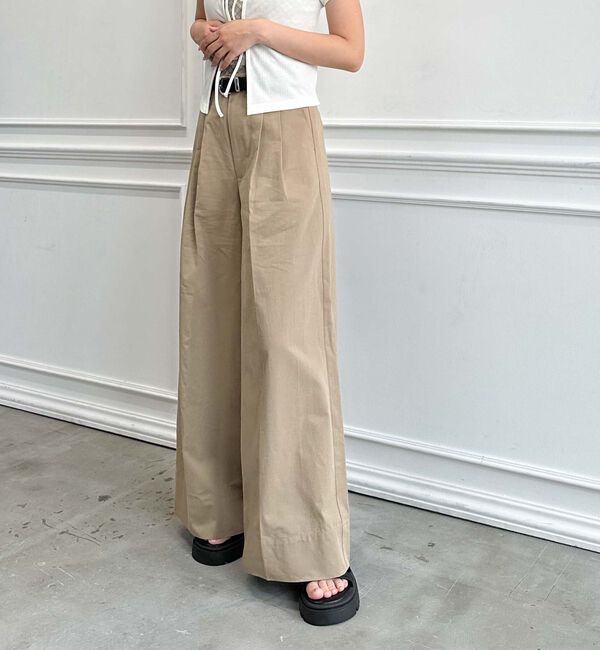 archives「ベルト付きタックワイドチノパンツ」|チノ|