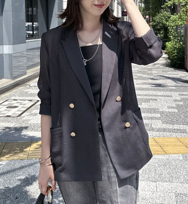 Doux archives「メッシュテーラードダブルジャケット」|テーラードジャケット|