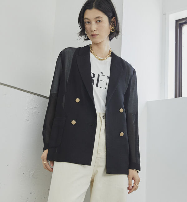 Doux archives「メッシュテーラードダブルジャケット」|テーラードジャケット|