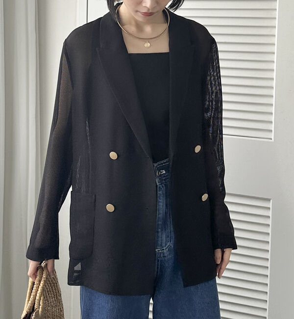 Doux archives「メッシュテーラードダブルジャケット」|テーラードジャケット|