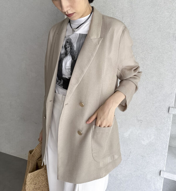 Doux archives「メッシュテーラードダブルジャケット」|テーラードジャケット|BEIGE