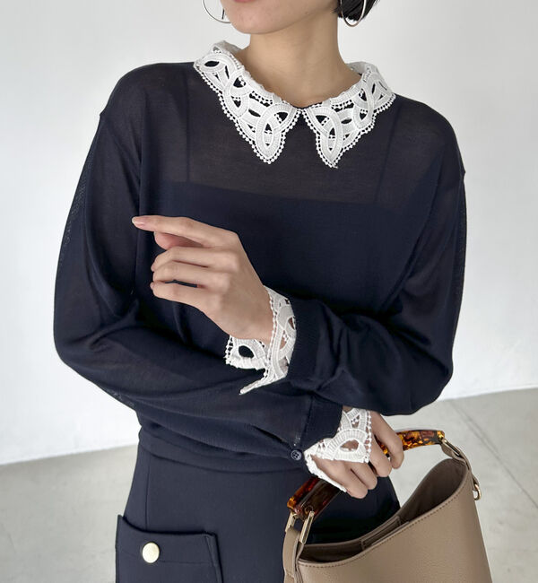 Doux archives「レースカラーニット」|ニット・セーター|