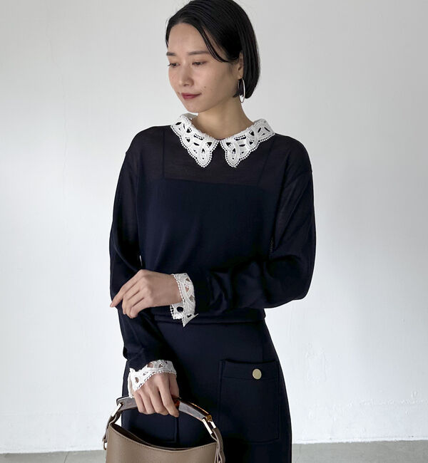 Doux archives「レースカラーニット」|ニット・セーター|