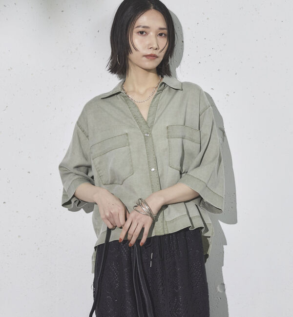 Doux archives「バイオウォッシュ加工ショートシャツ」|シャツ・ブラウス|KHAKI