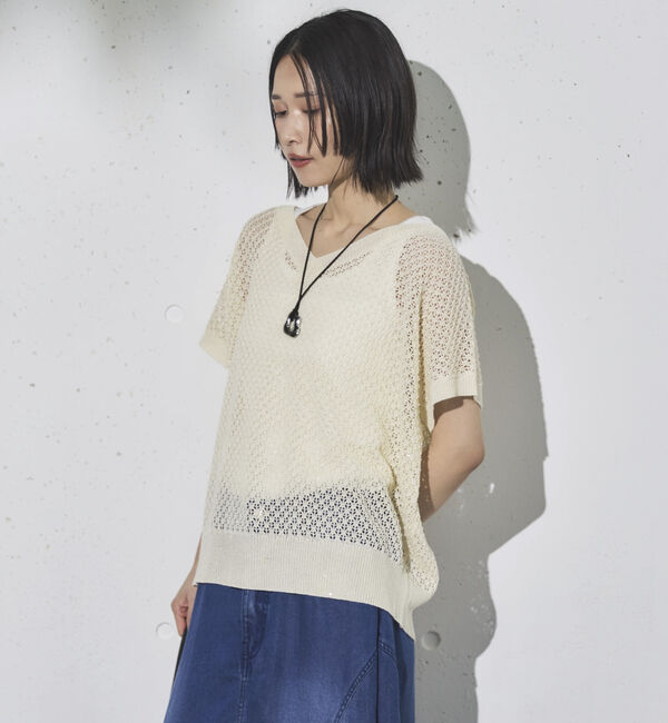 Doux archives「スパンコールメッシュニット」|ニット・セーター|