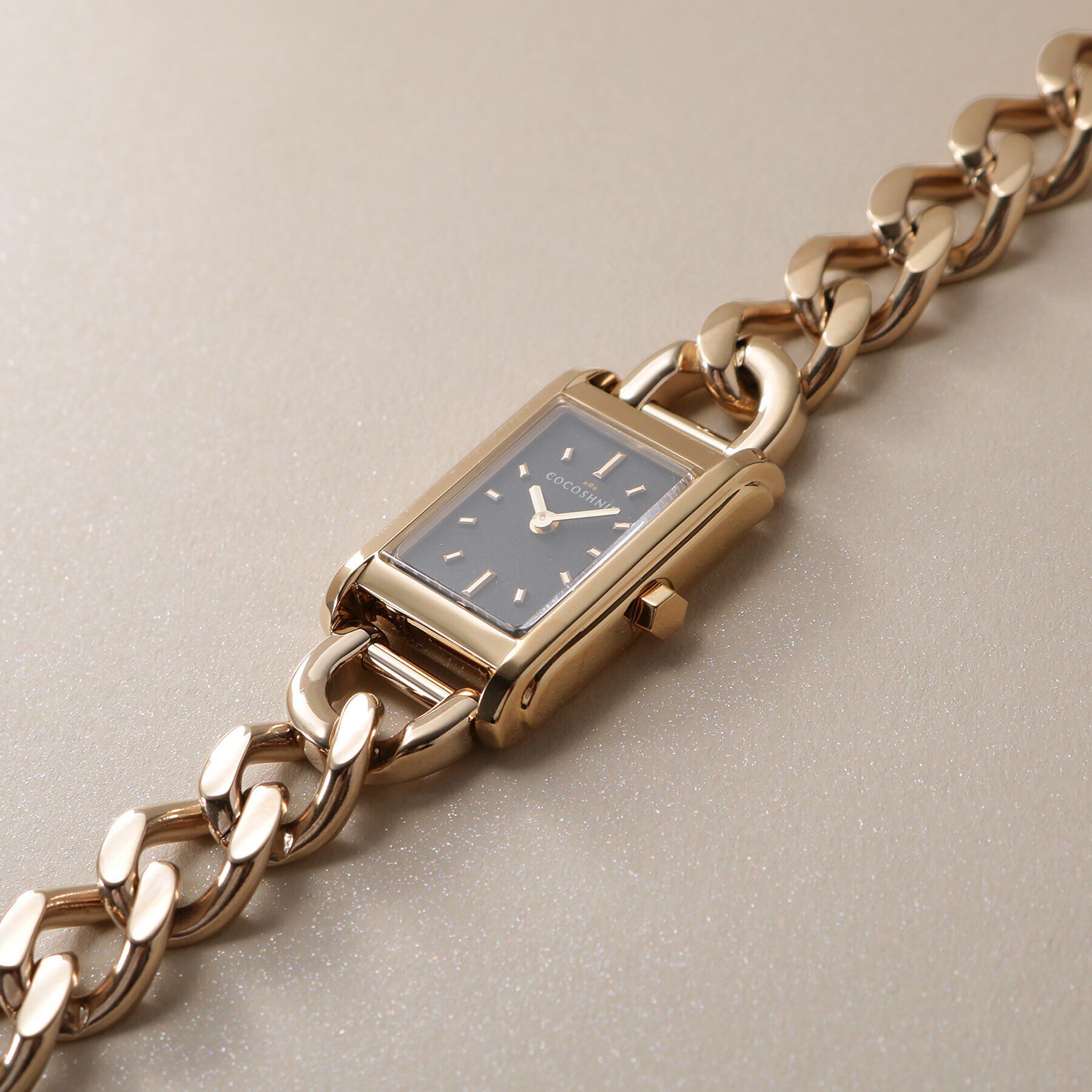 COCOSHNIK「RGスクエアチェーンベルト ウォッチ（ブラック）」|腕時計|