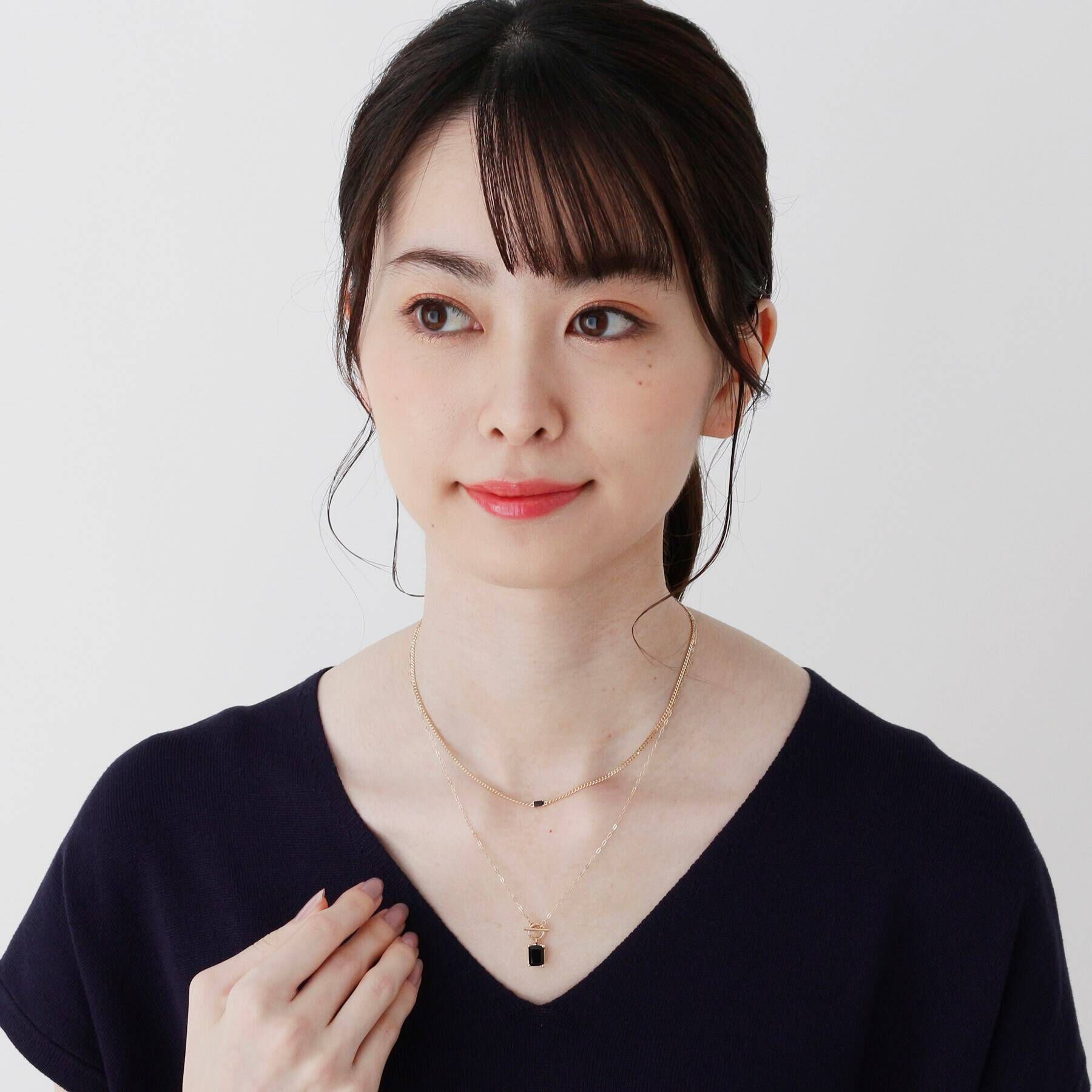 COCOSHNIK「K10カラーストーン（オニキス）キヘイチェーン ネックレス」|ネックレス|