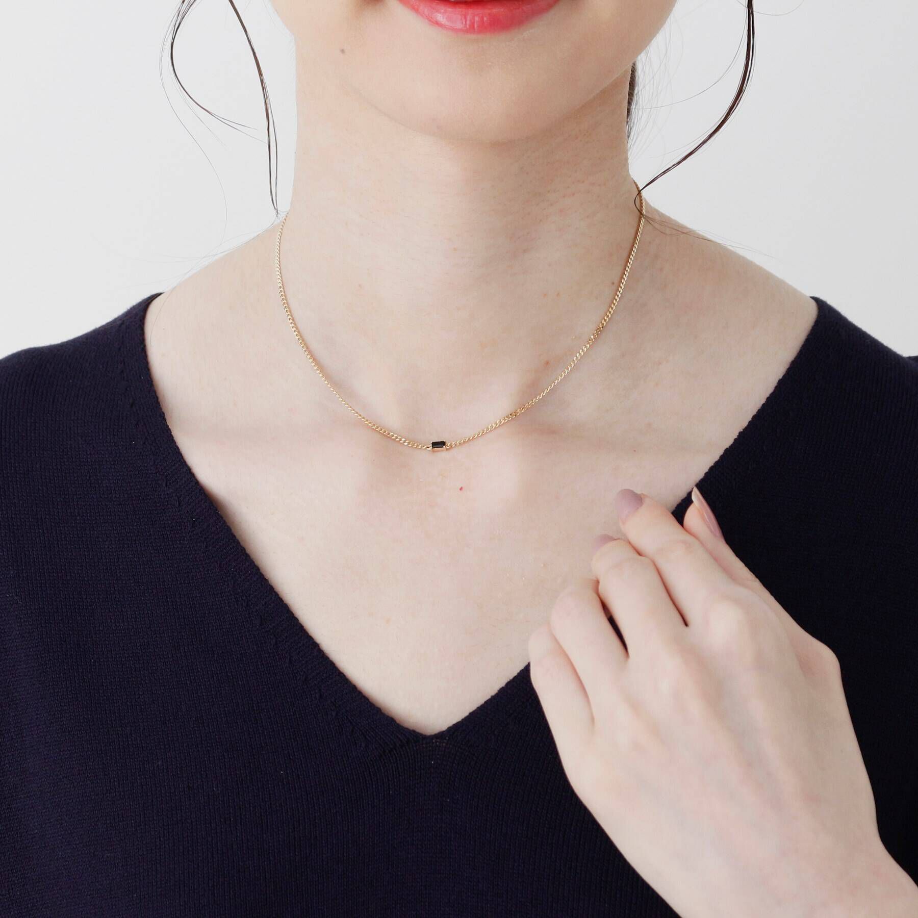 COCOSHNIK「K10カラーストーン（オニキス）キヘイチェーン ネックレス」|ネックレス|