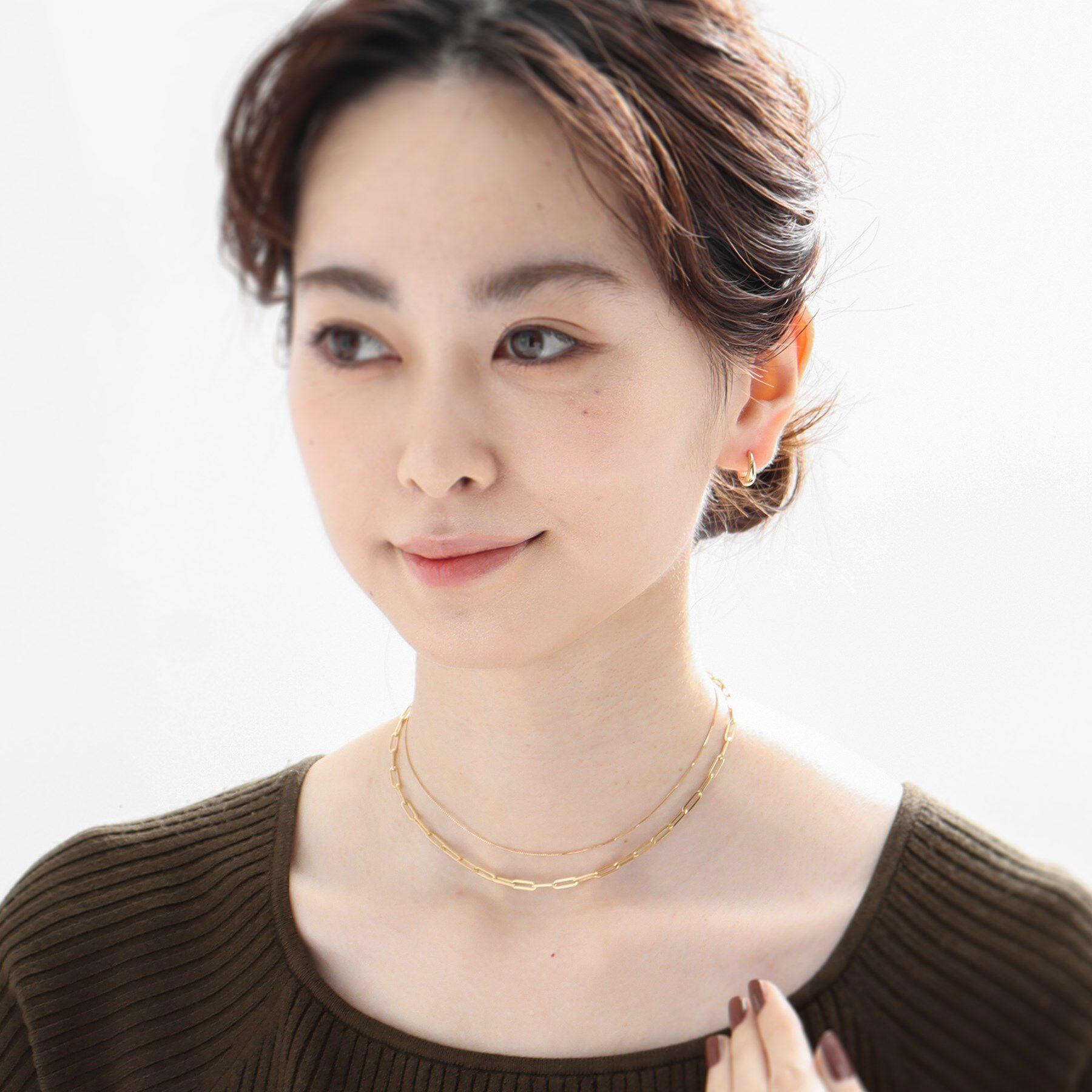 COCOSHNIK「K10月甲中折れ フープピアス」|ピアス|