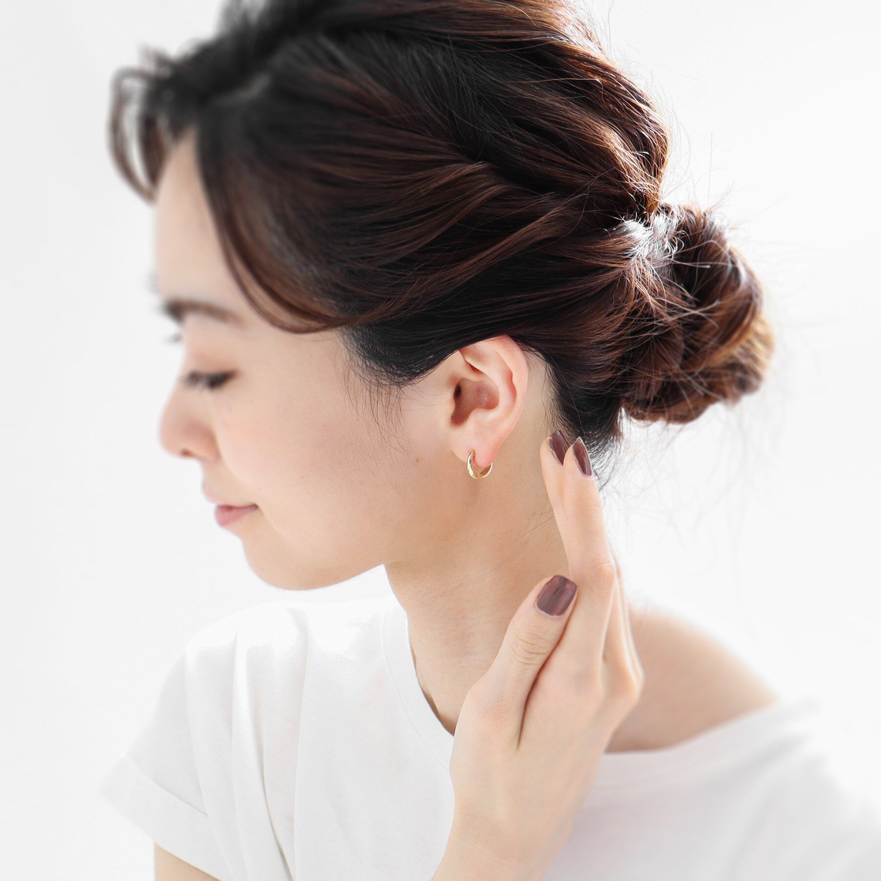 COCOSHNIK「K10月甲中折れ フープピアス」|ピアス|