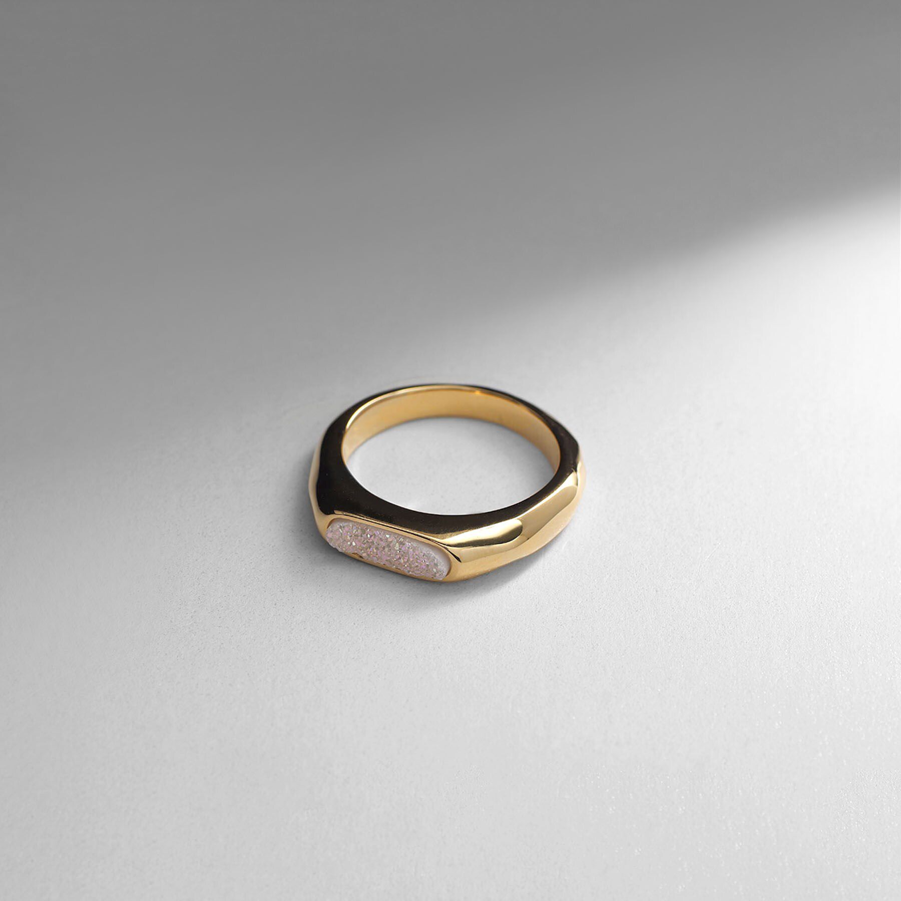 COCOSHNIK ONKITSCH「シルバー カラーストーン ホワイトドルジーアゲート ニュアンスリングS GP」|リング|ゴールド(676)