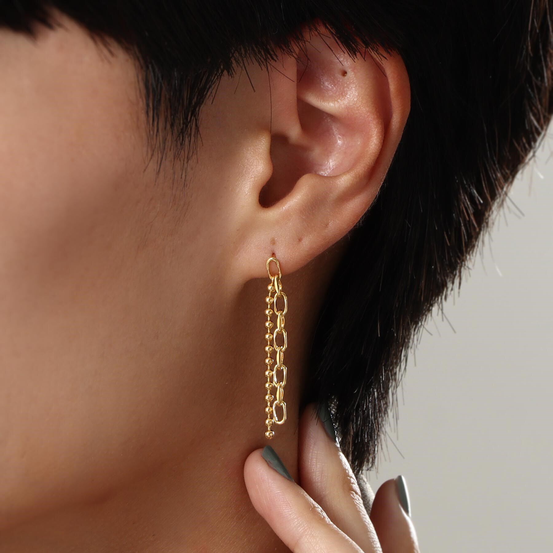 COCOSHNIK ONKITSCH「シルバー コンビネーションチェーン ニュアンスボールピアス GP」|ピアス|