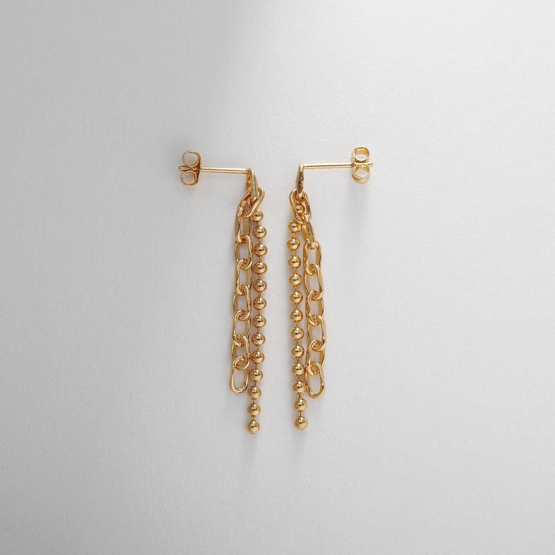 COCOSHNIK ONKITSCH「シルバー コンビネーションチェーン ニュアンスボールピアス GP」|ピアス|