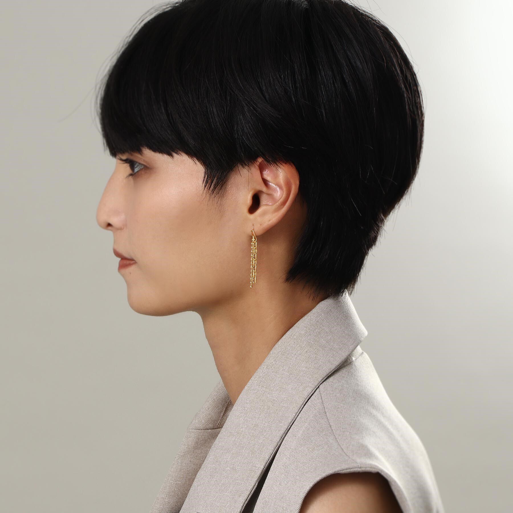 COCOSHNIK ONKITSCH「シルバー コンビネーションチェーン ニュアンスボールピアス GP」|ピアス|