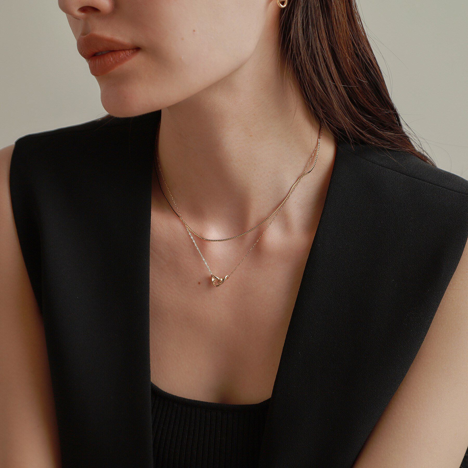 COCOSHNIK「K10マリンモチーフダブル ネックレス」|ネックレス|