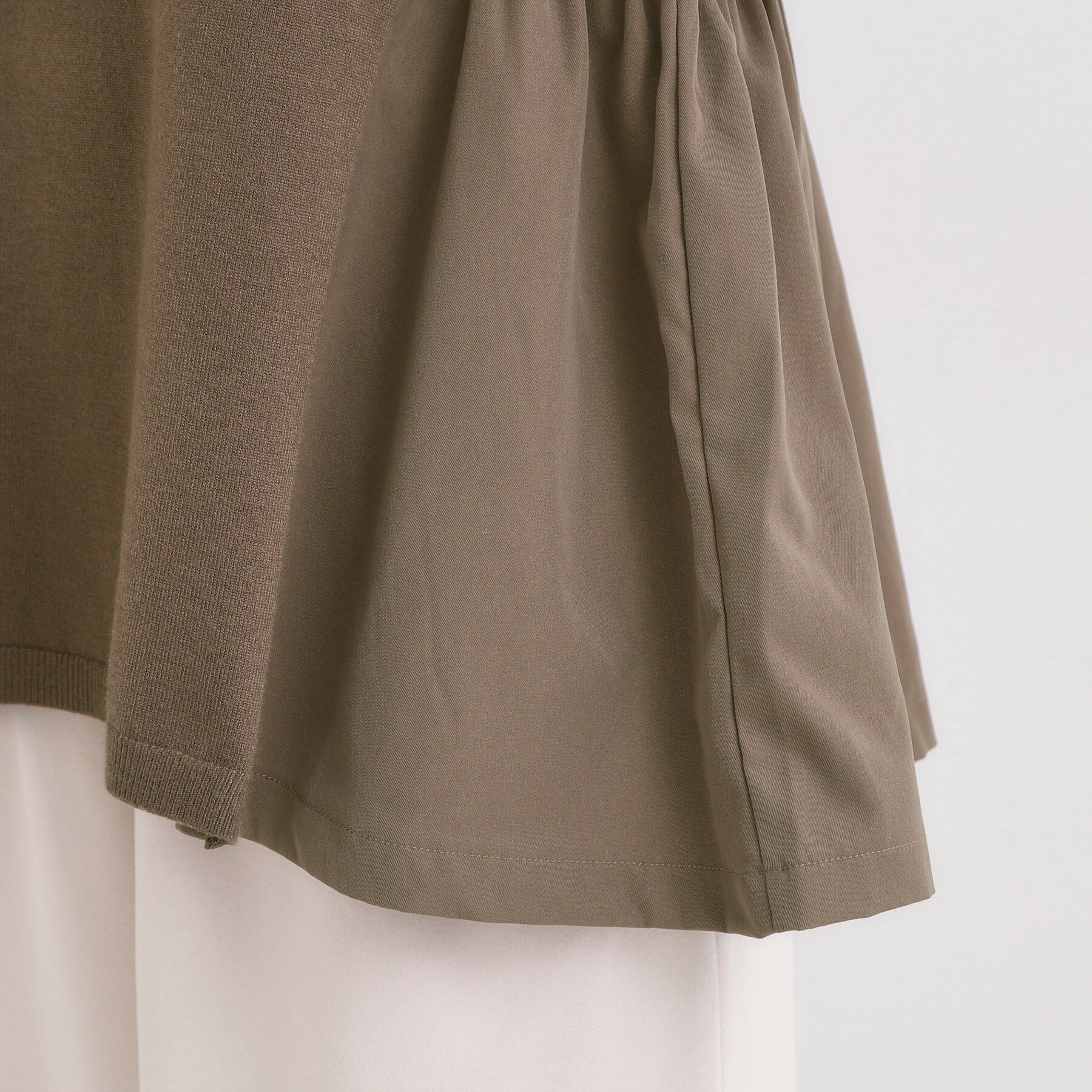 SHOO･LA･RUE「【洗濯機可/S-LL/体型カバー】異素材きりかえ Aラインニット」|ニット・セーター|