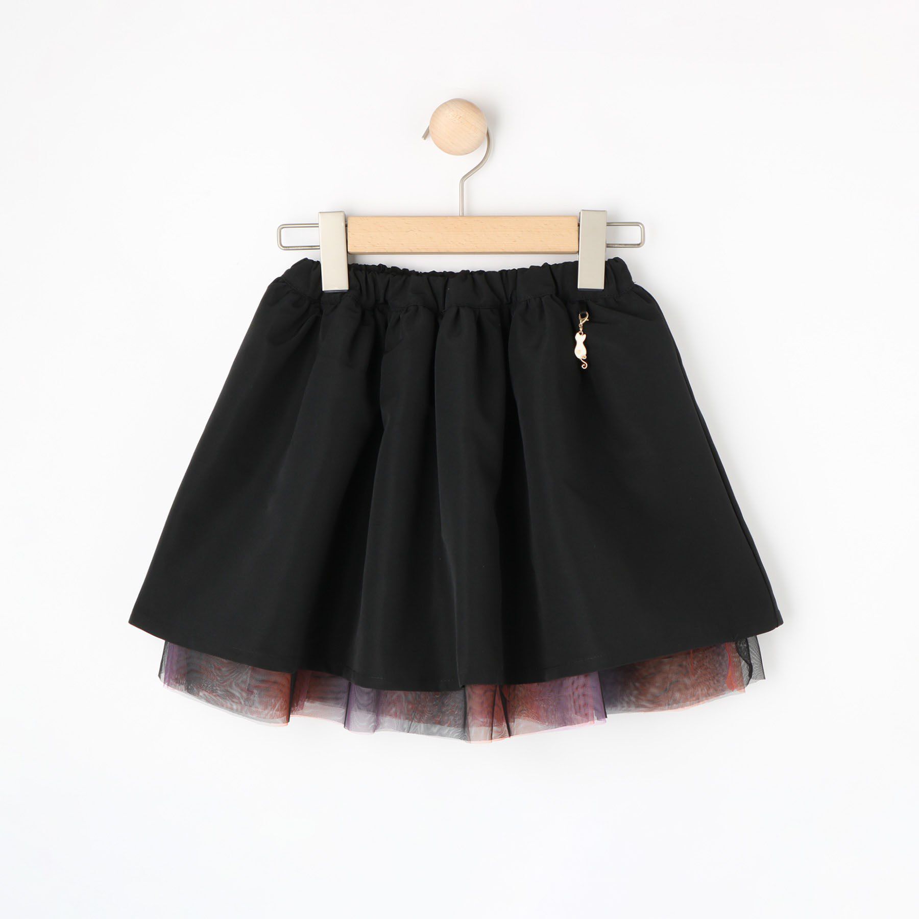 SHOO･LA･RUE「【100-150cm】リバーシブルチュールスカート」|スカート|ブラック(019)