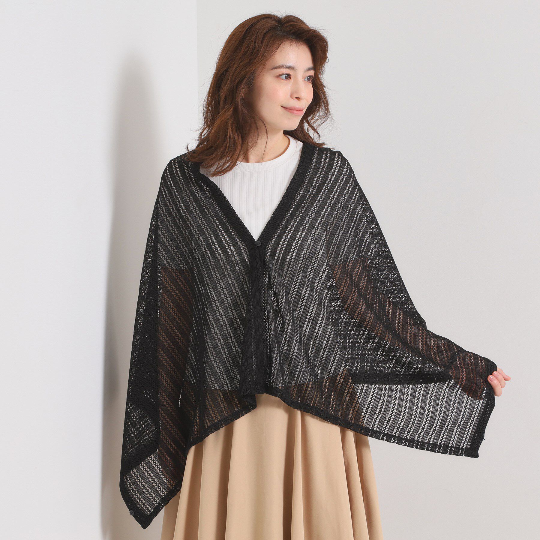 ITS&rsquo;DEMO「【寒暖差対策／手洗い可】透かしレース3WAYストール」|ストール|