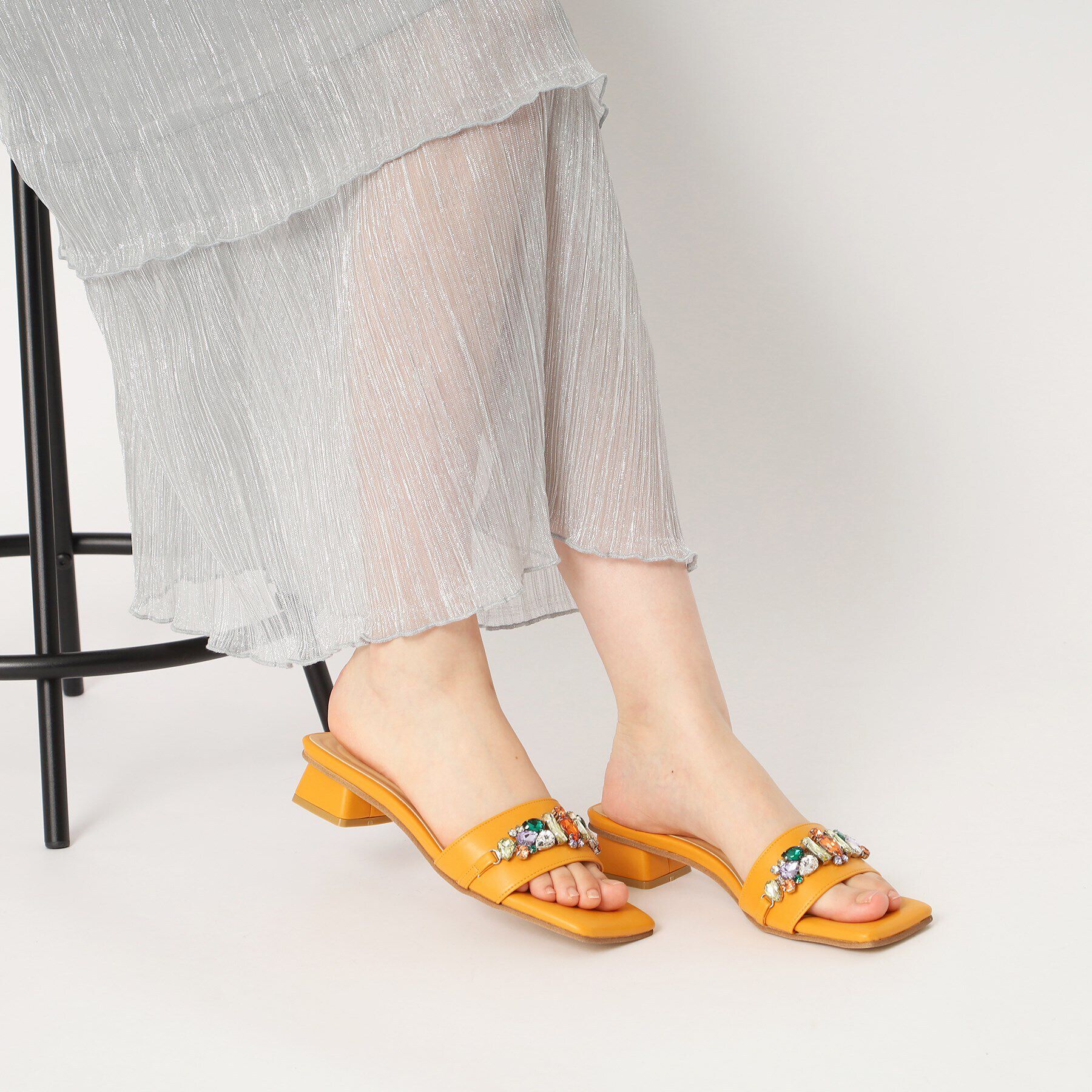 ESPERANZA「ビジューカラフルローヒールミュール」|サンダル|