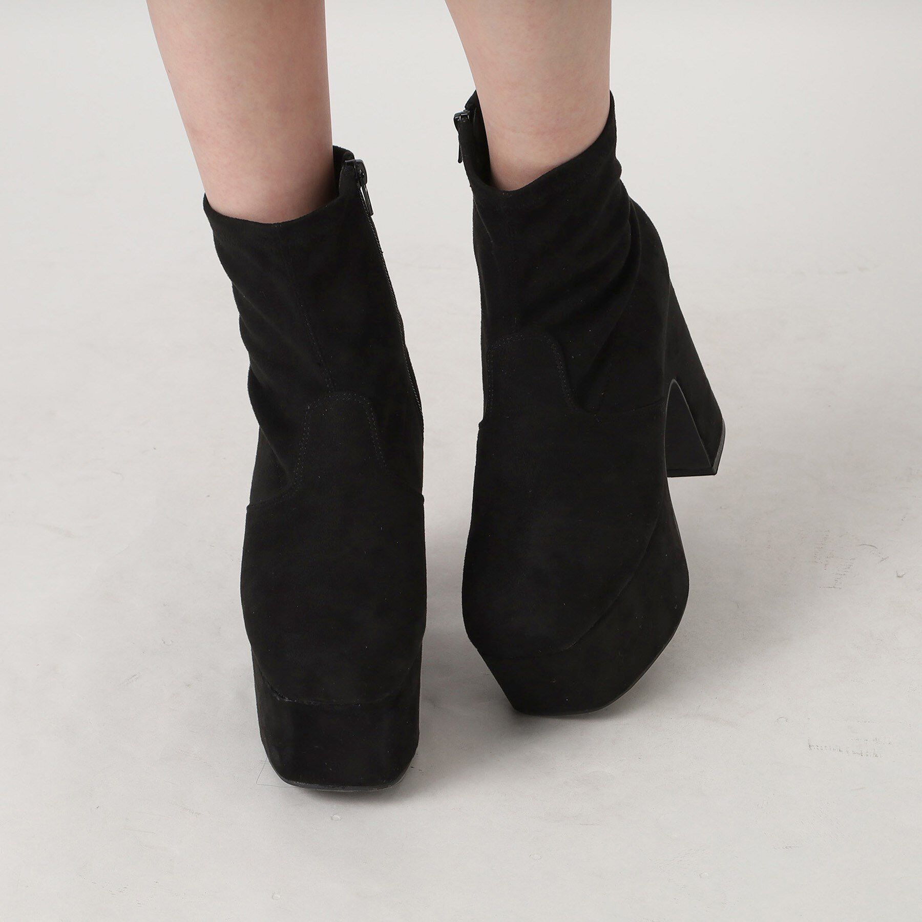 csT&P「スクウェアヒールストレッチブーツ」|ショートブーツ|