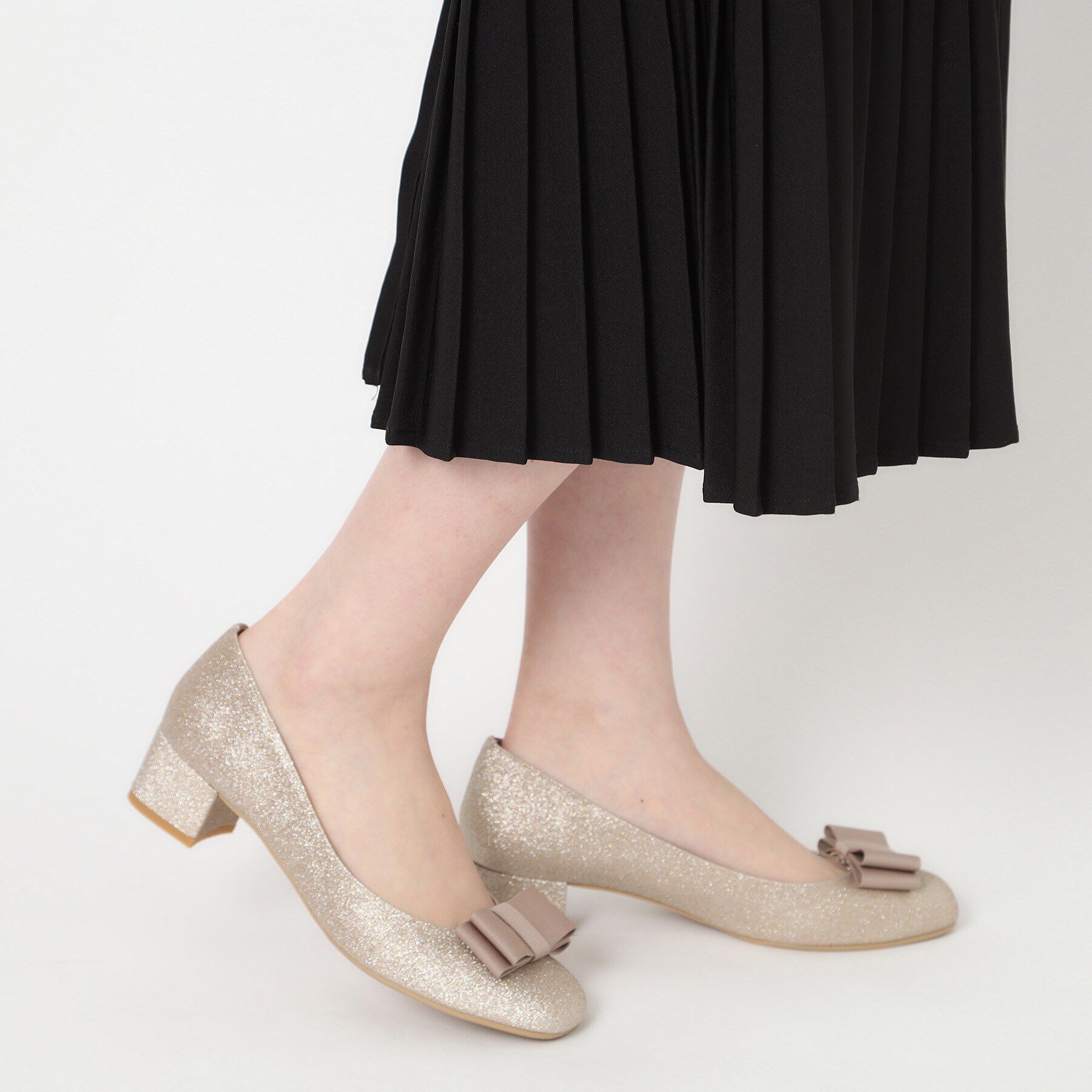 ESPERANZA「2WAYリボンスクエアトゥグリッターパンプス　結婚式二次会 パーティー 24SS」|パンプス|