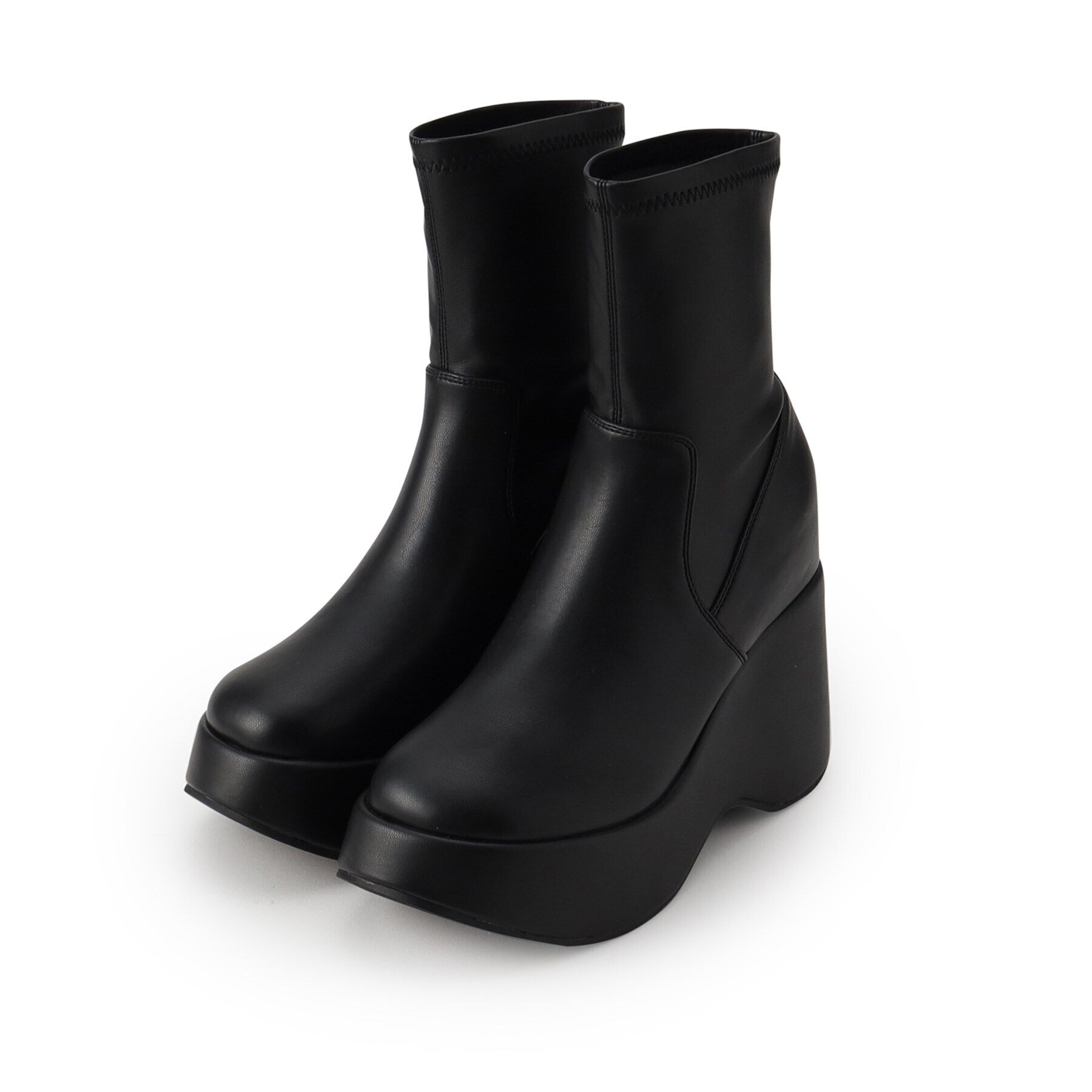 ESPERANZA「きゅんフィットインソールウェッジショートブーツ」|ショートブーツ|ﾌﾞﾗｯｸ(019)